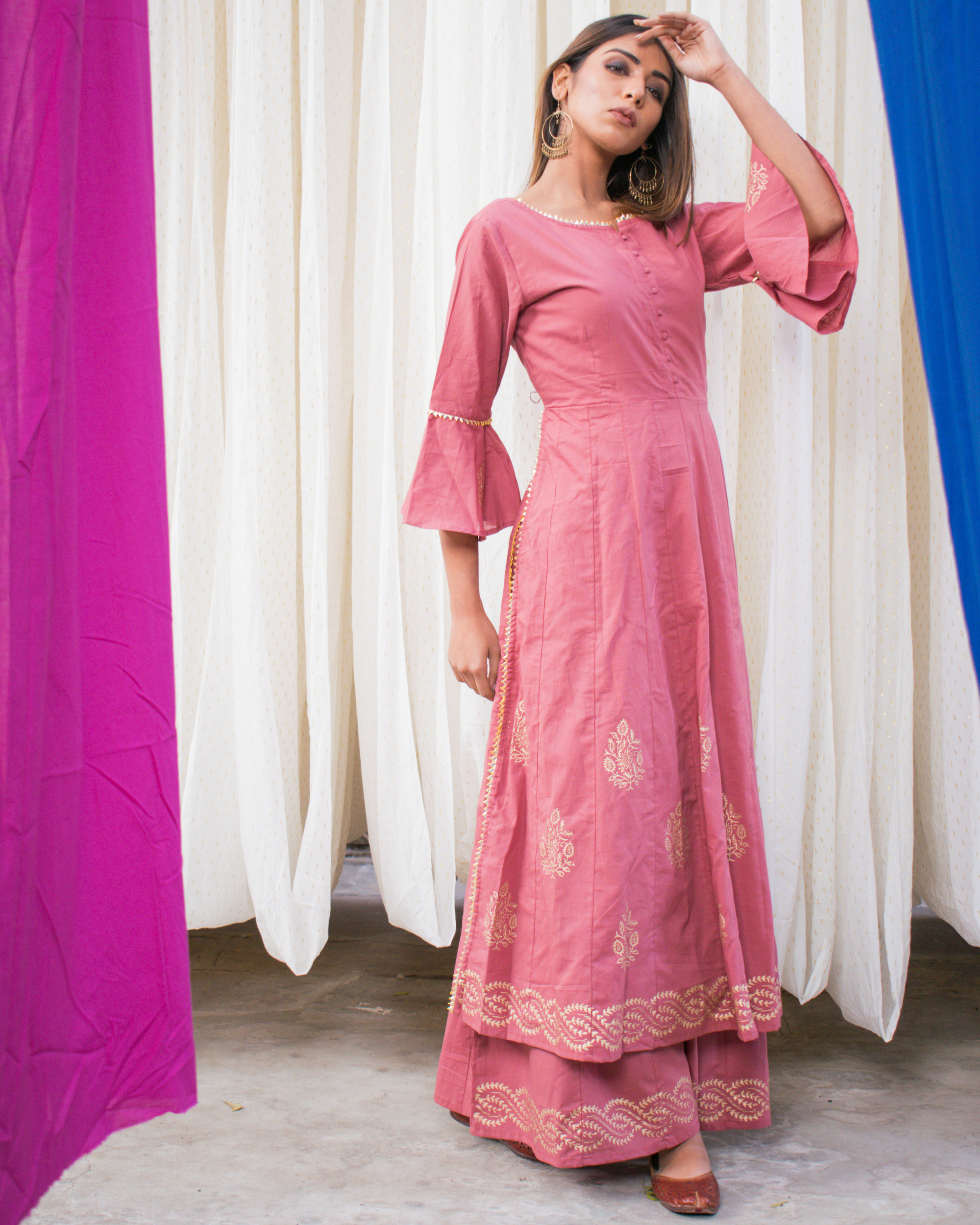 Pink kalidar suit by Chokhi Bandhani The Secret Label