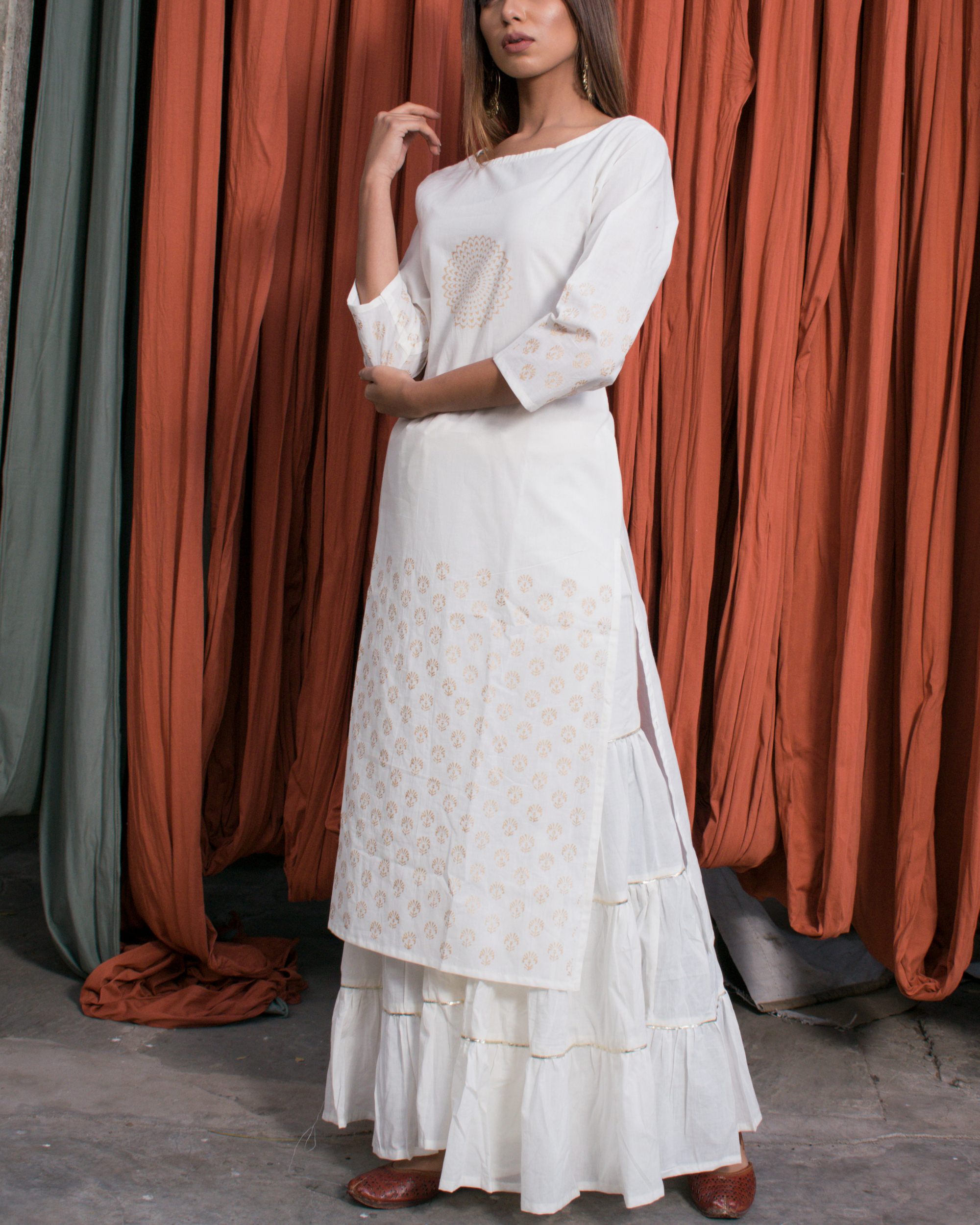 White clearance sharara suit