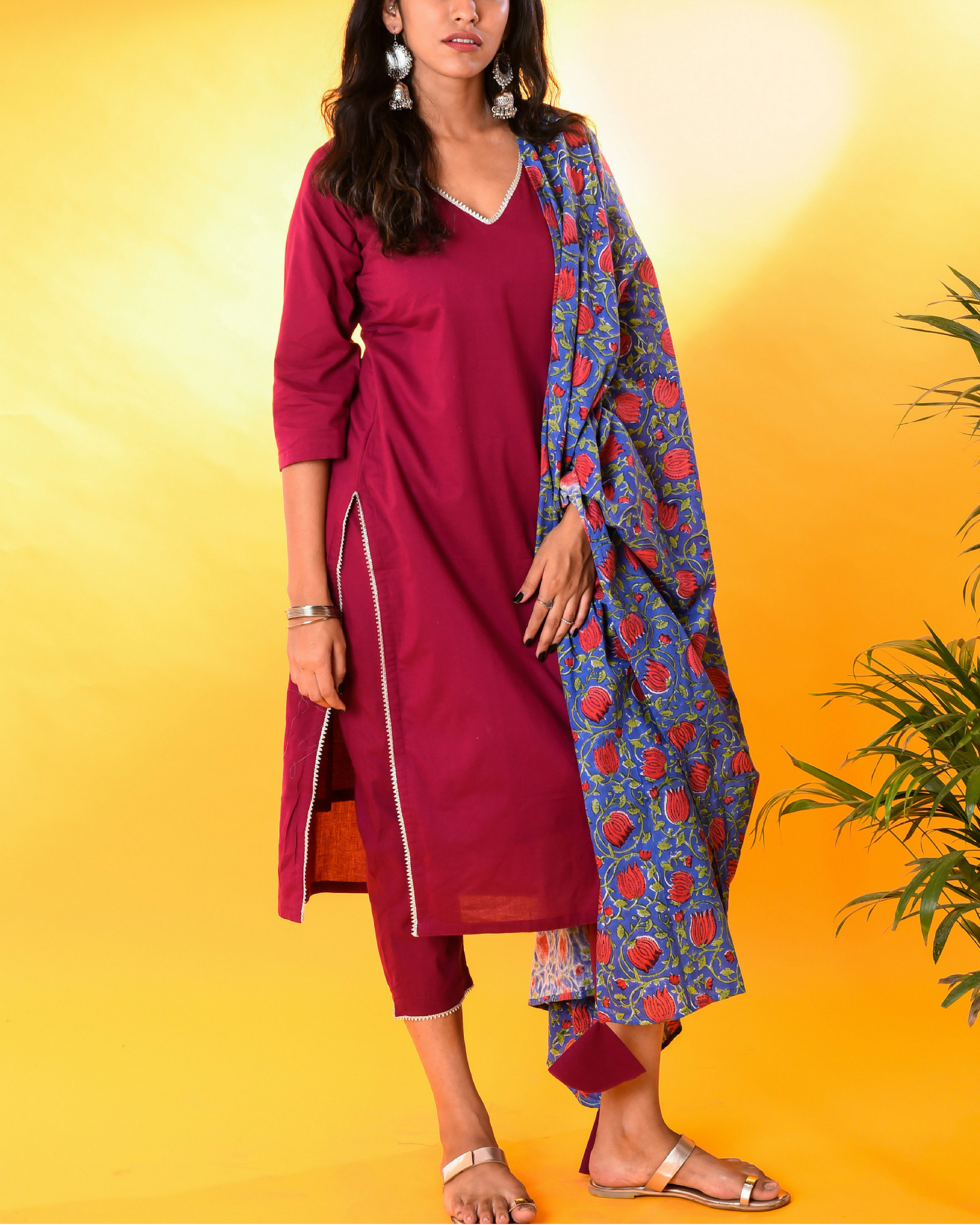 Outstanding Cotton Pant Style Straight Salwar Kameez