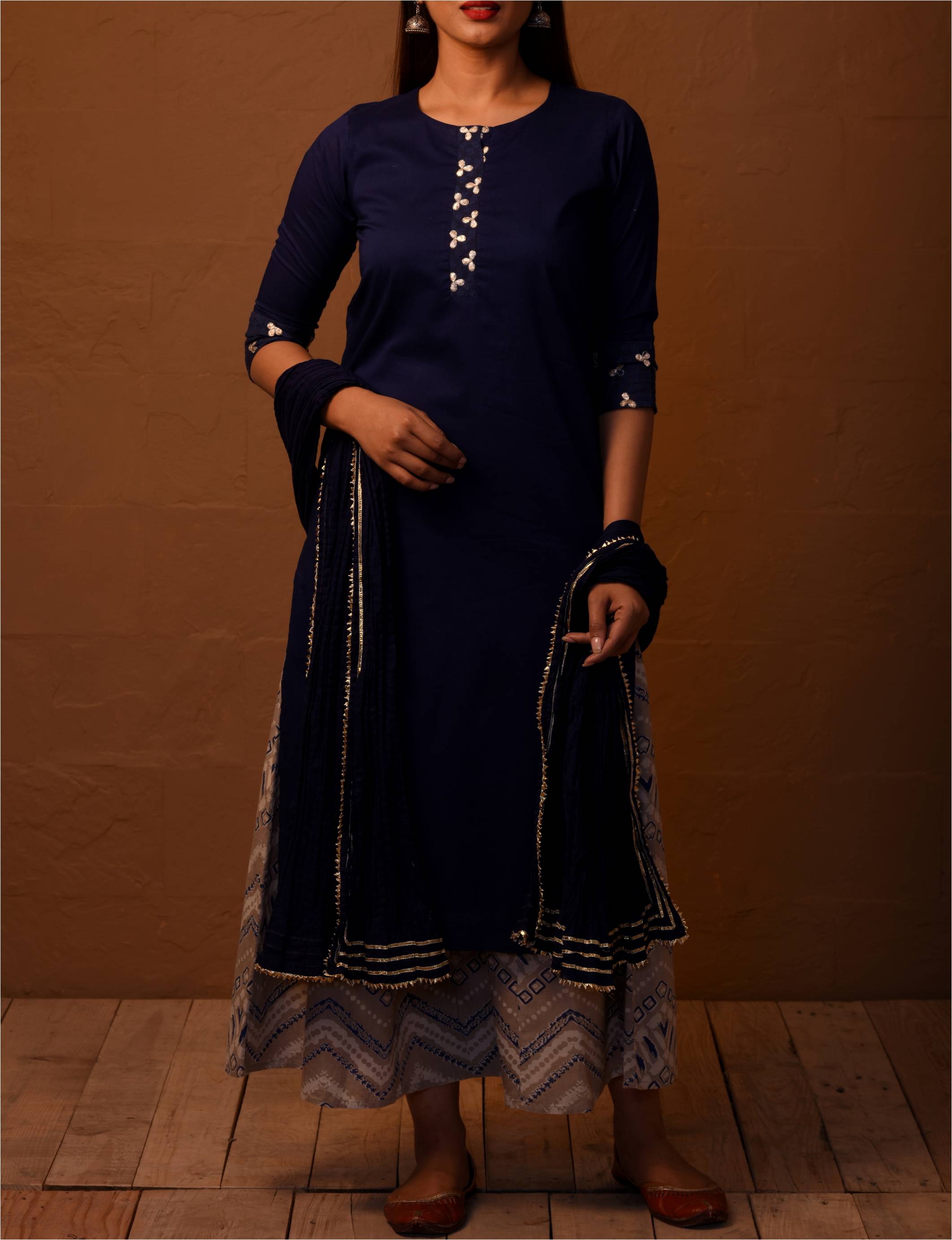 blue gota patti suit