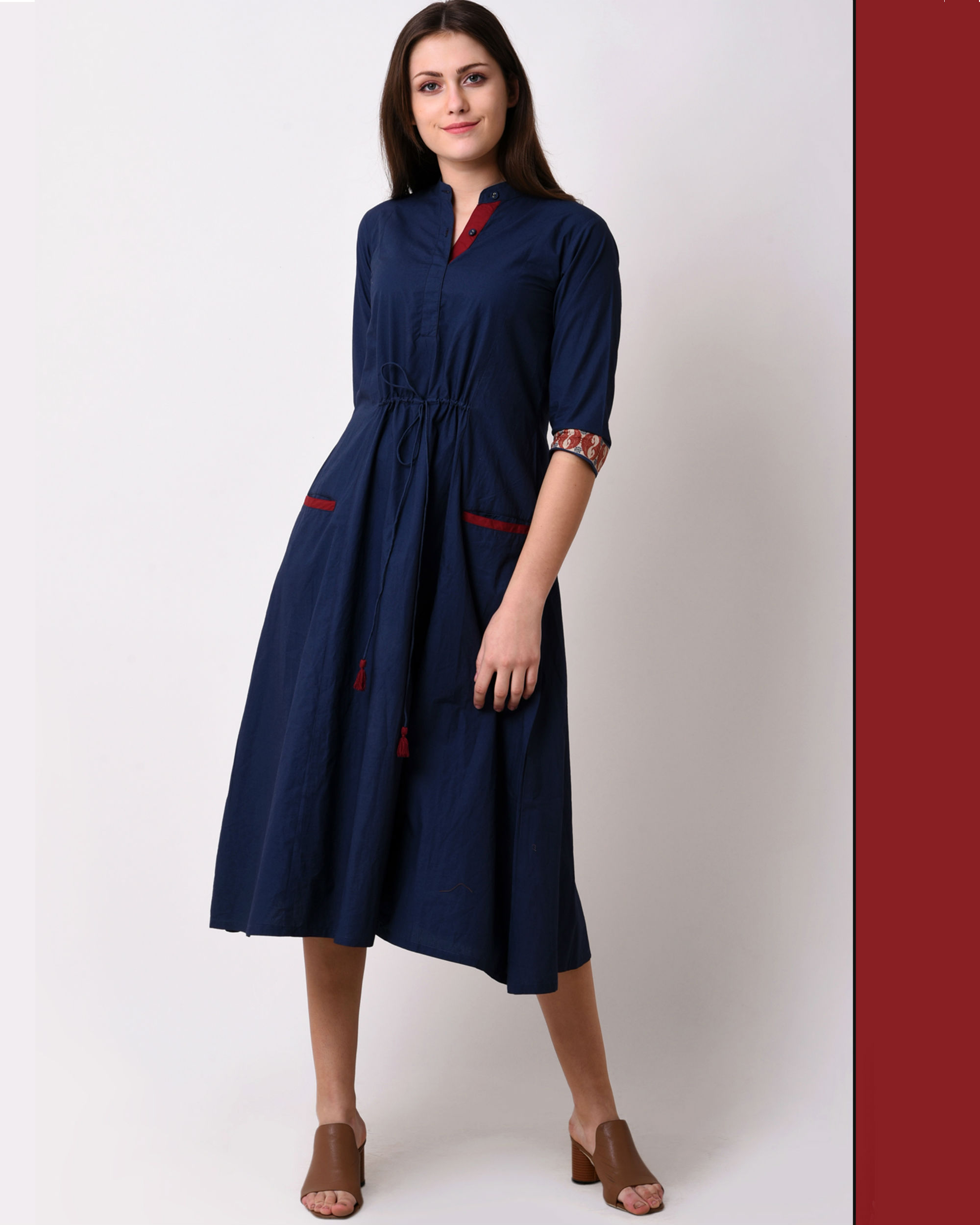 Front pocket navy dress by Vritta | The Secret Label