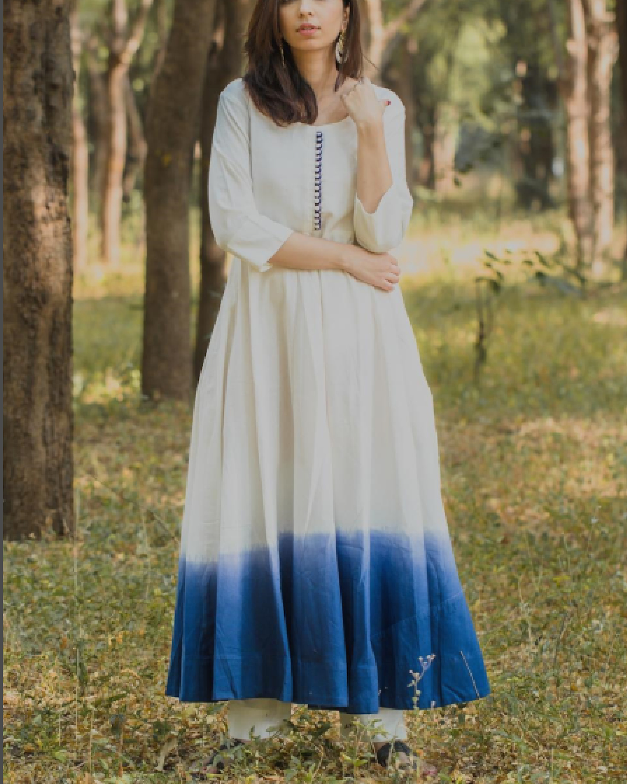 White and blue ombre kurta by The Label Studio | The Secret Label