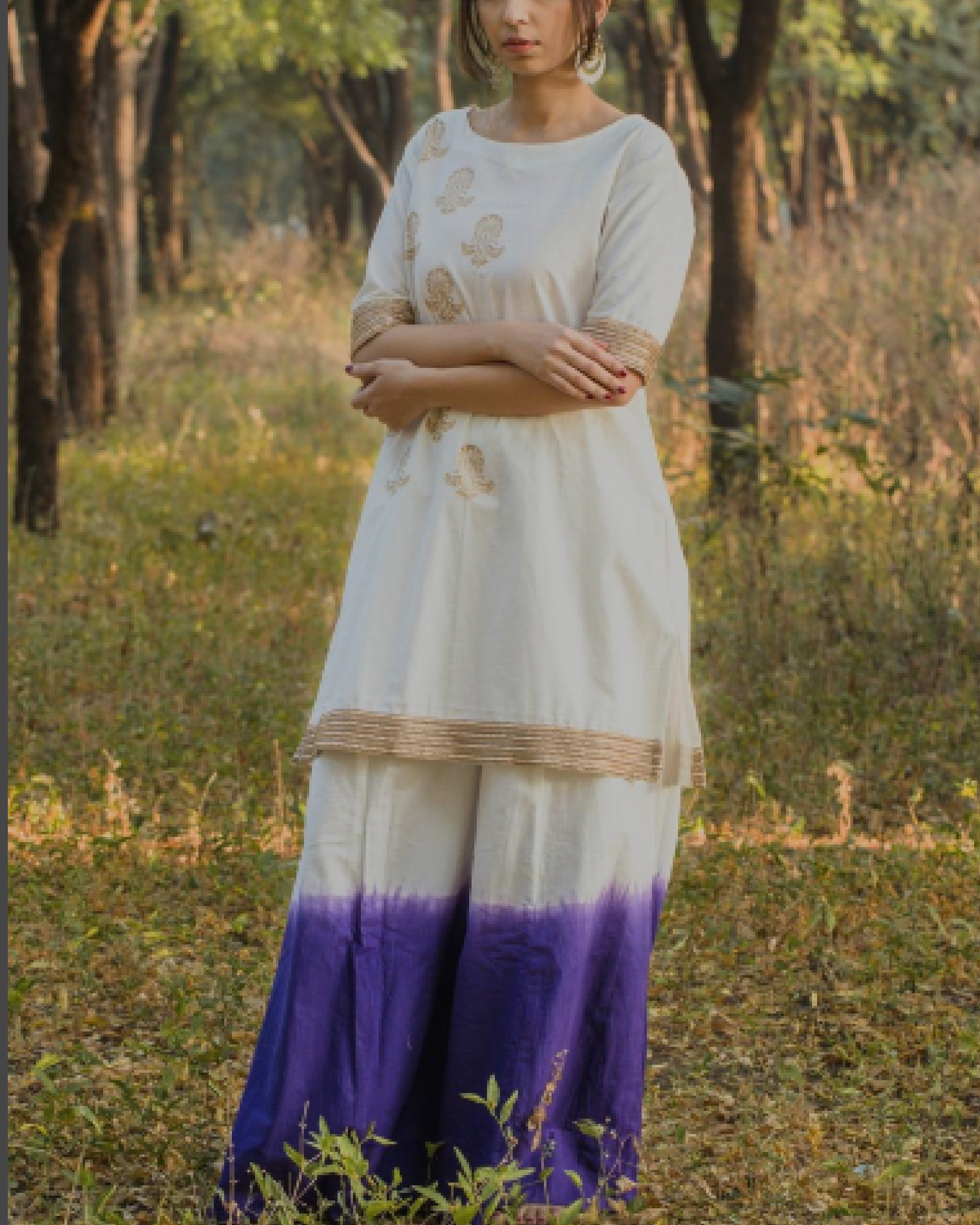 White and violet ombre kurta by The Label Studio | The Secret Label