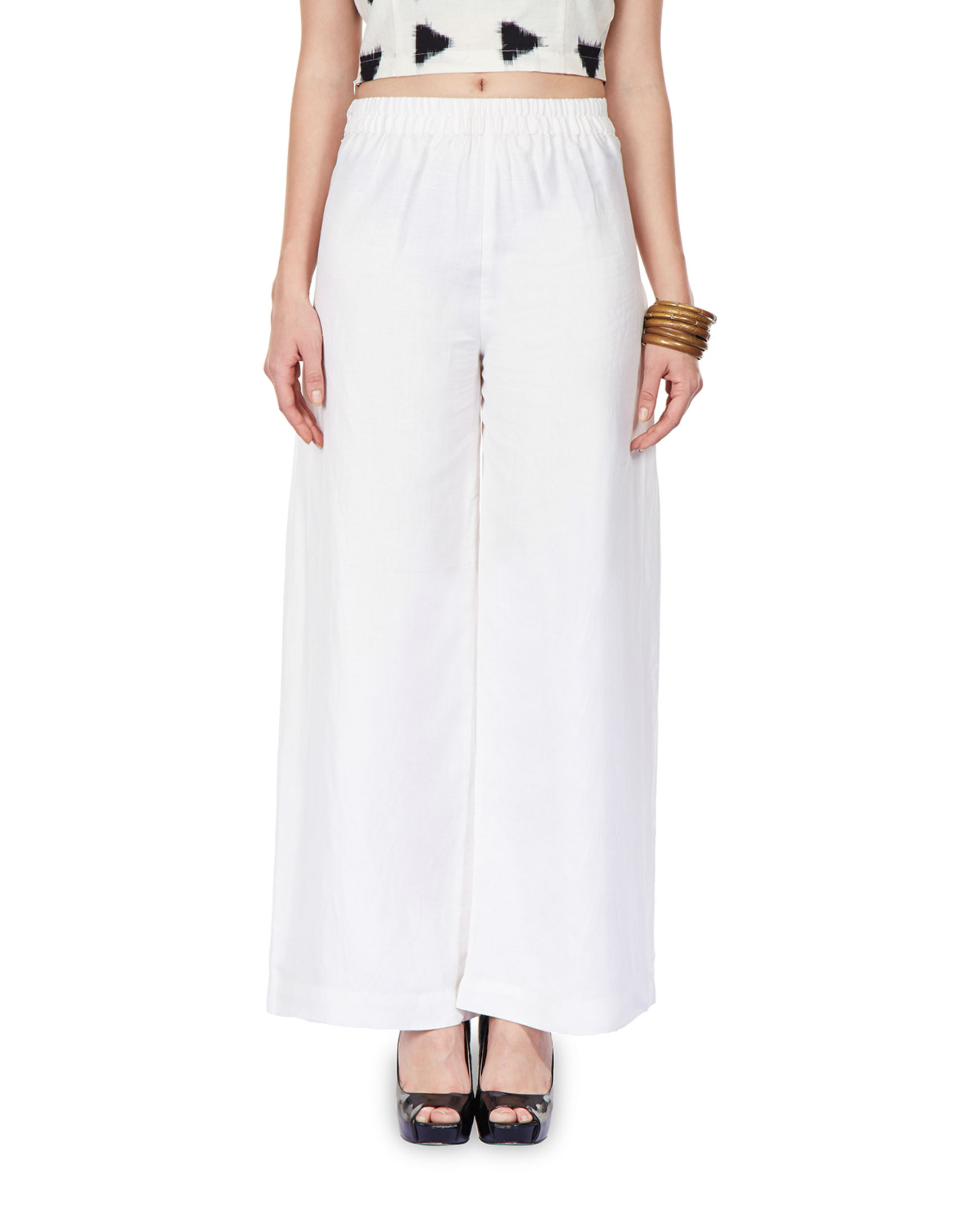 White Pleated Palazzo  First Resort by Ramola Bachchan