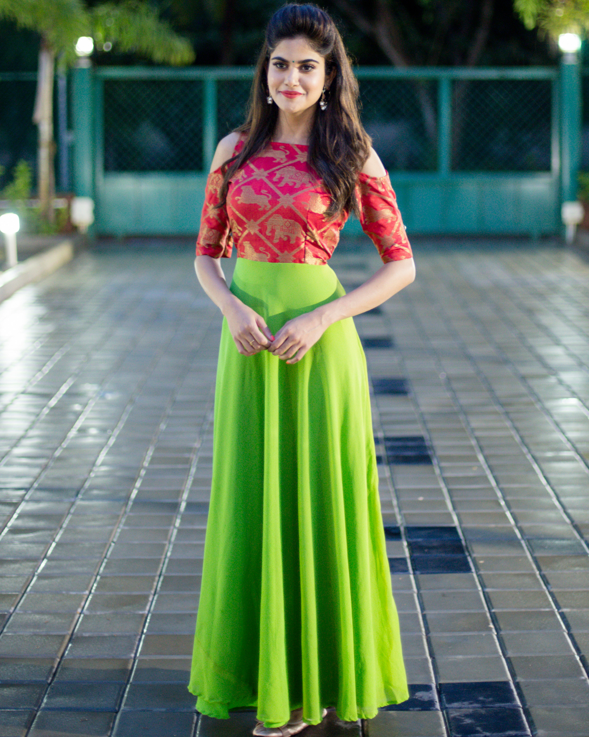 Shehzadi Womens Banarasi Silk Gown Model One Piece Maxi Long Dress for  Girls Traditional Full Length Sungudi  Club Factory Today Sale