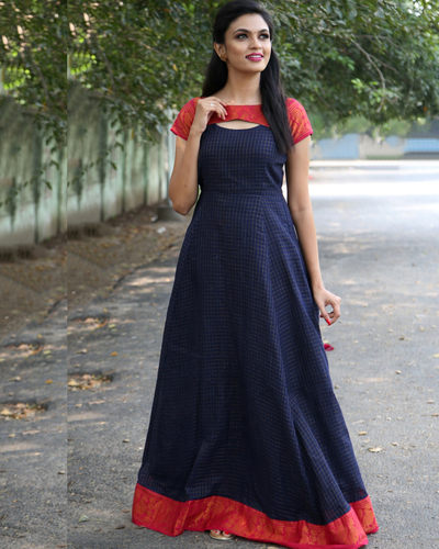 Oxford blue anarkali dress by The Anarkali Shop | The Secret Label