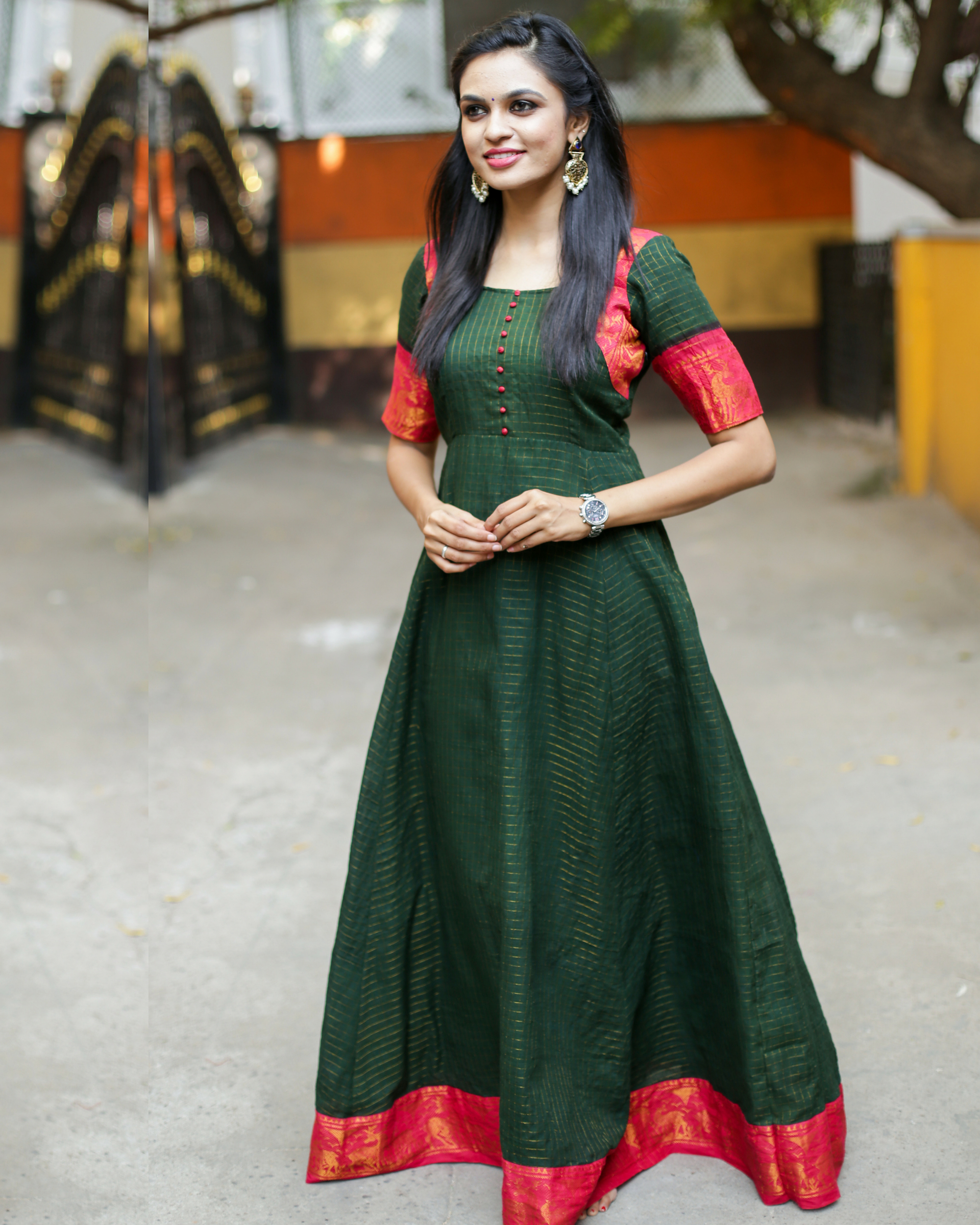 Forest green anarkali dress by The 