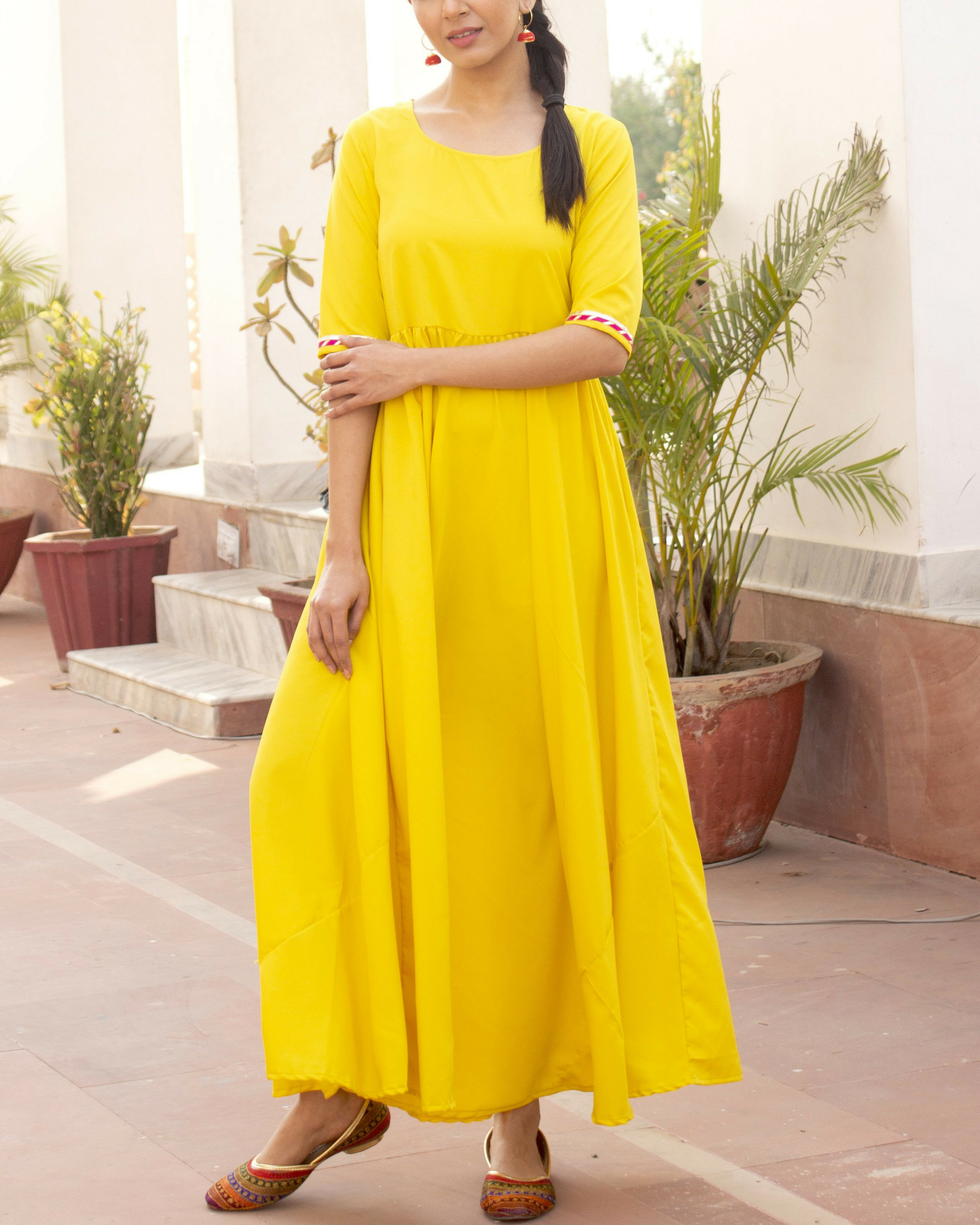 Fullara yellow gota dress by Thread and Button | The Secret Label