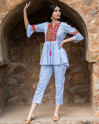 Blue Short Kurta Sets - Buy Blue Short Kurta Sets online in India