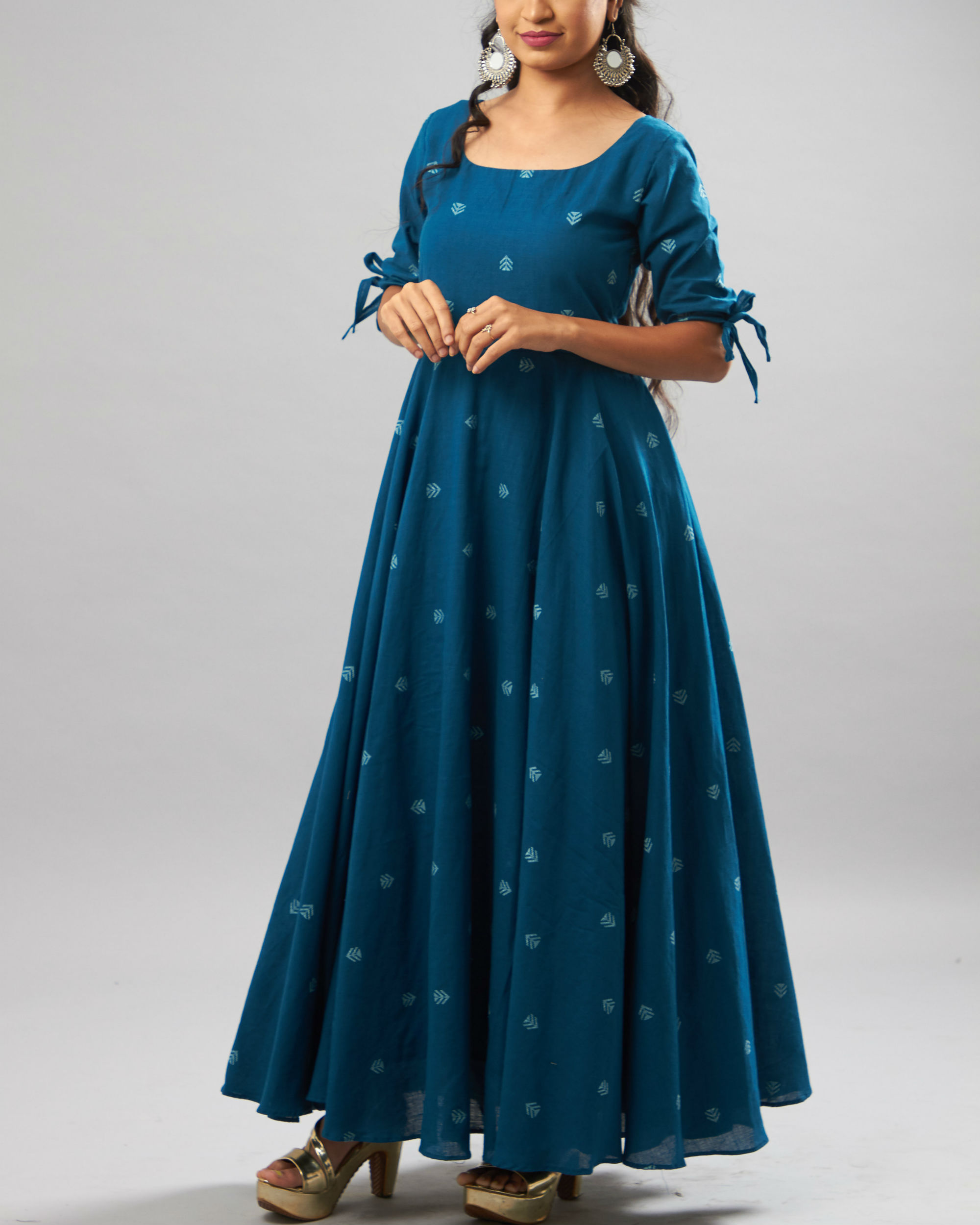 Blue cotton jacquard dress by The Stitches | The Secret Label