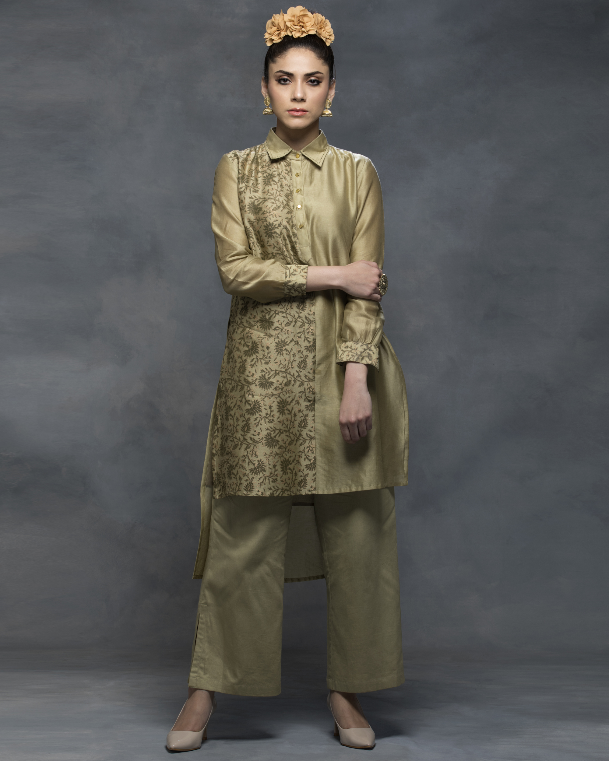 Gathered olive green tunic by Santav | The Secret Label