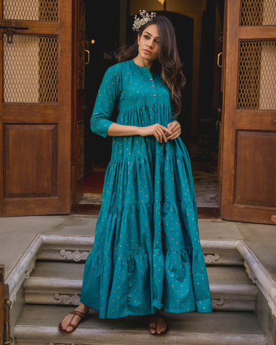 Firozi cotton sharara dress by Purple Panchi | The Secret Label