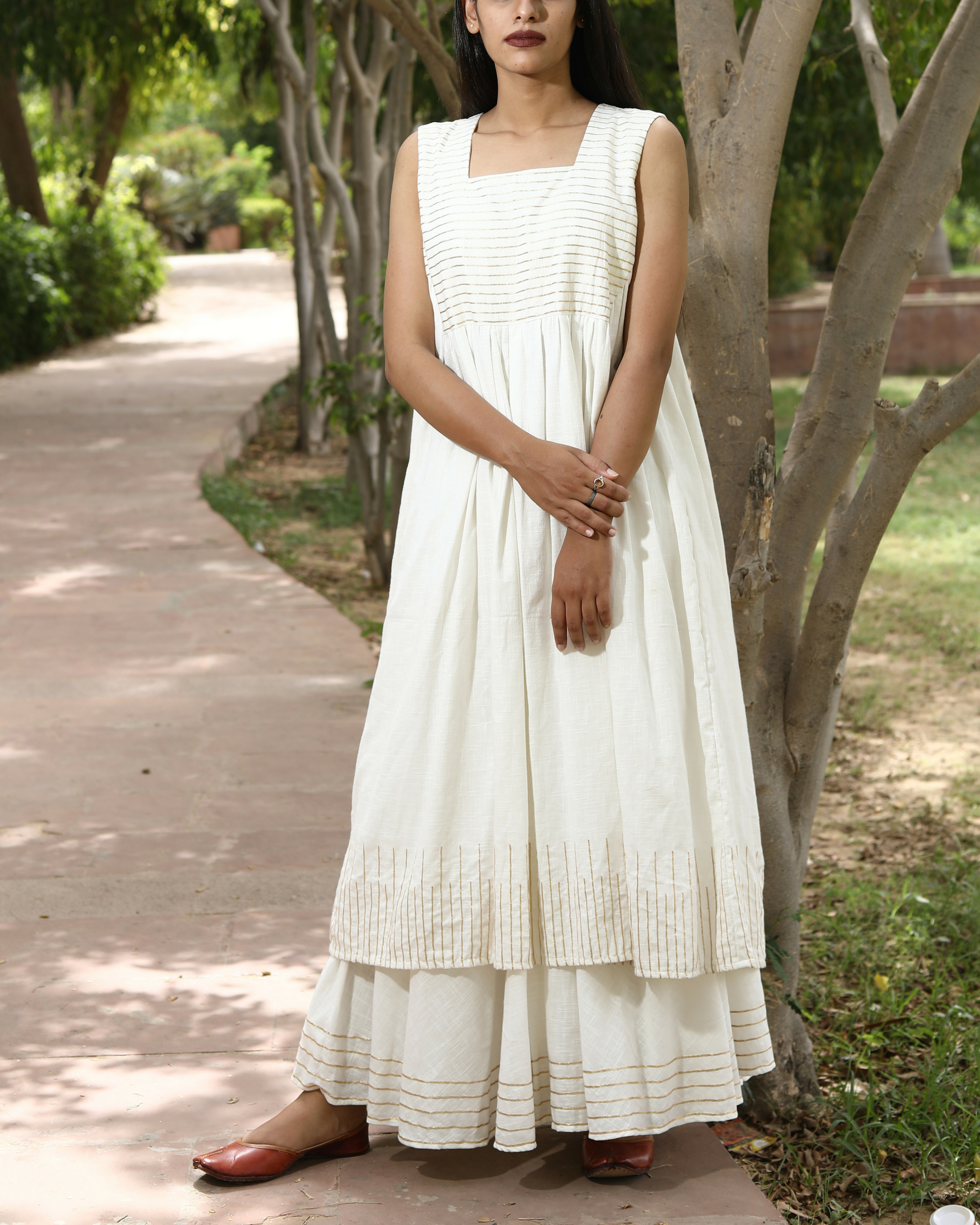 white anarkali kurta