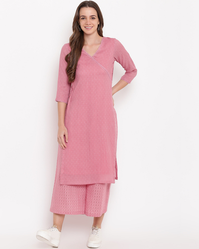 Pink high slit kurta set by trueBrowns | The Secret Label