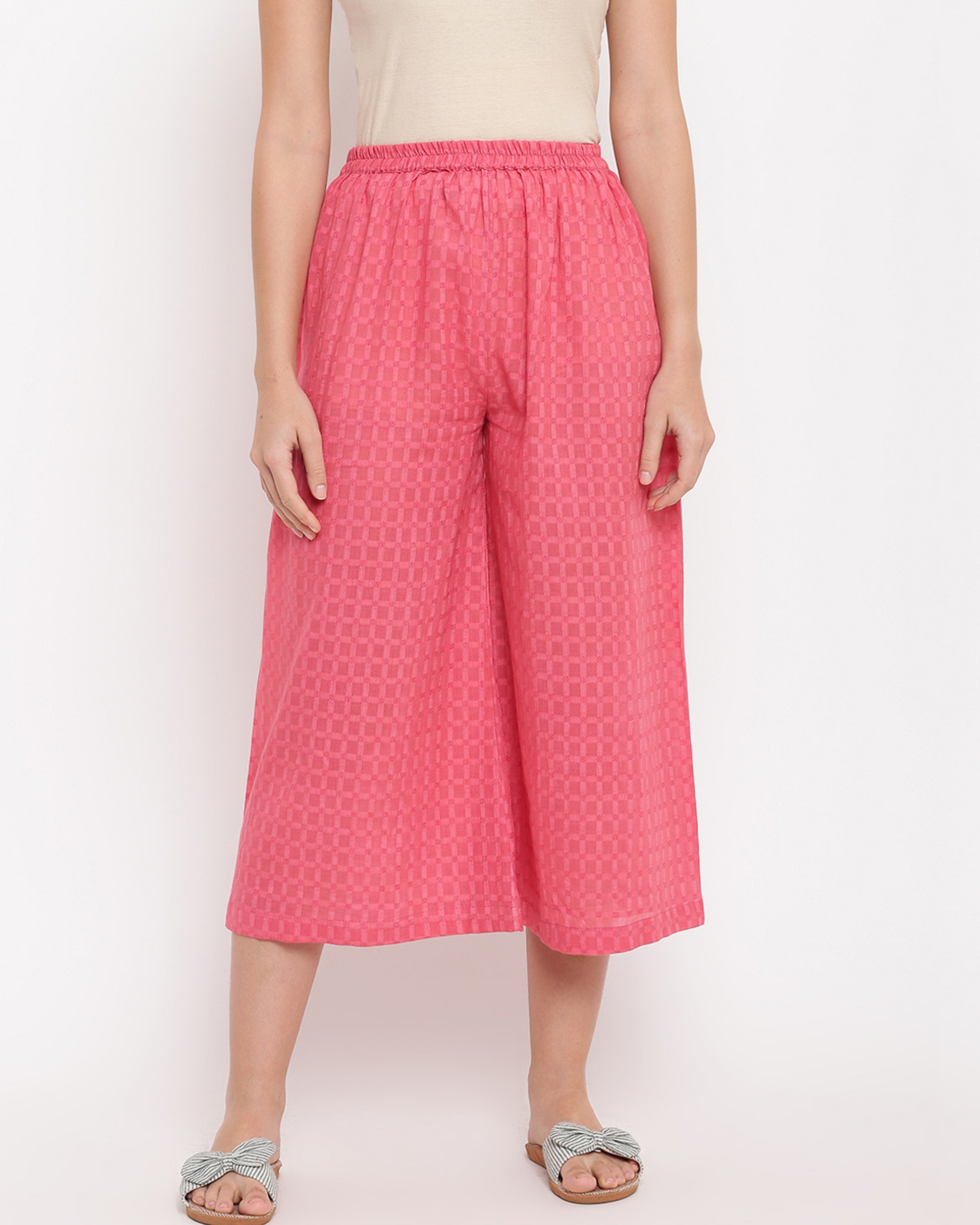 Brick pink flared palazzo by trueBrowns | The Secret Label