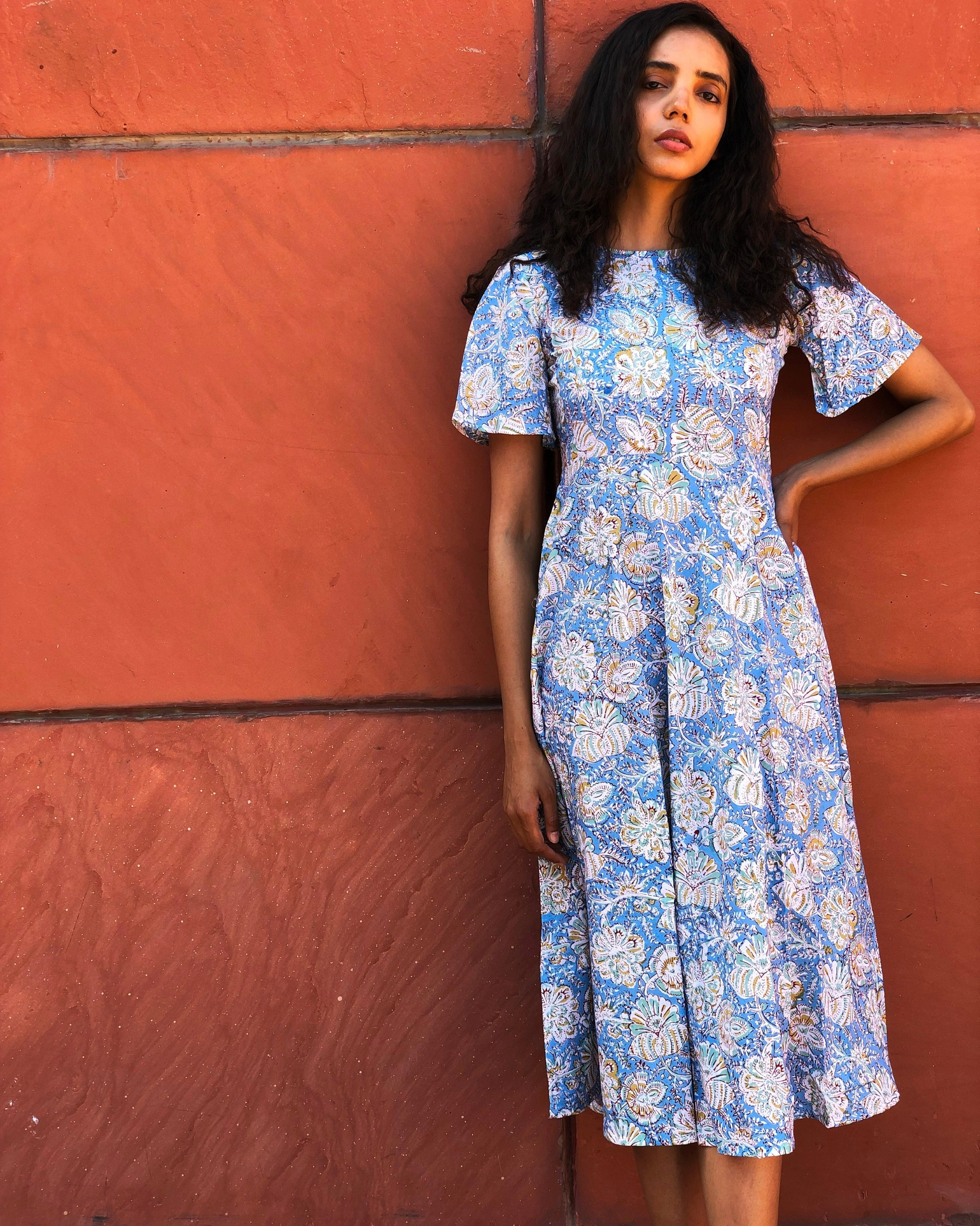 Baby blue floral printed tunic by Avaasya Clothing | The Secret Label