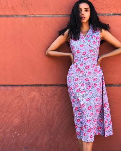 Opera mauve floral printed tunic by Avaasya Clothing | The Secret Label