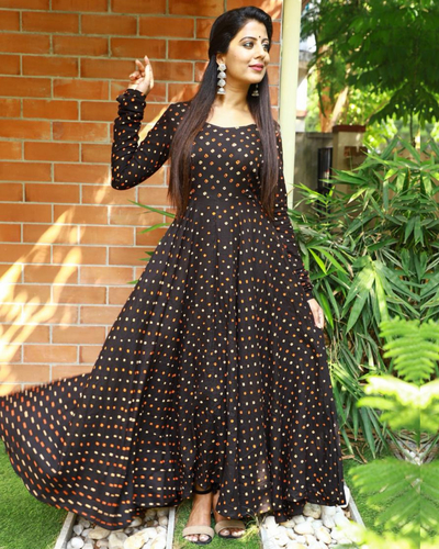 black bandhani dress