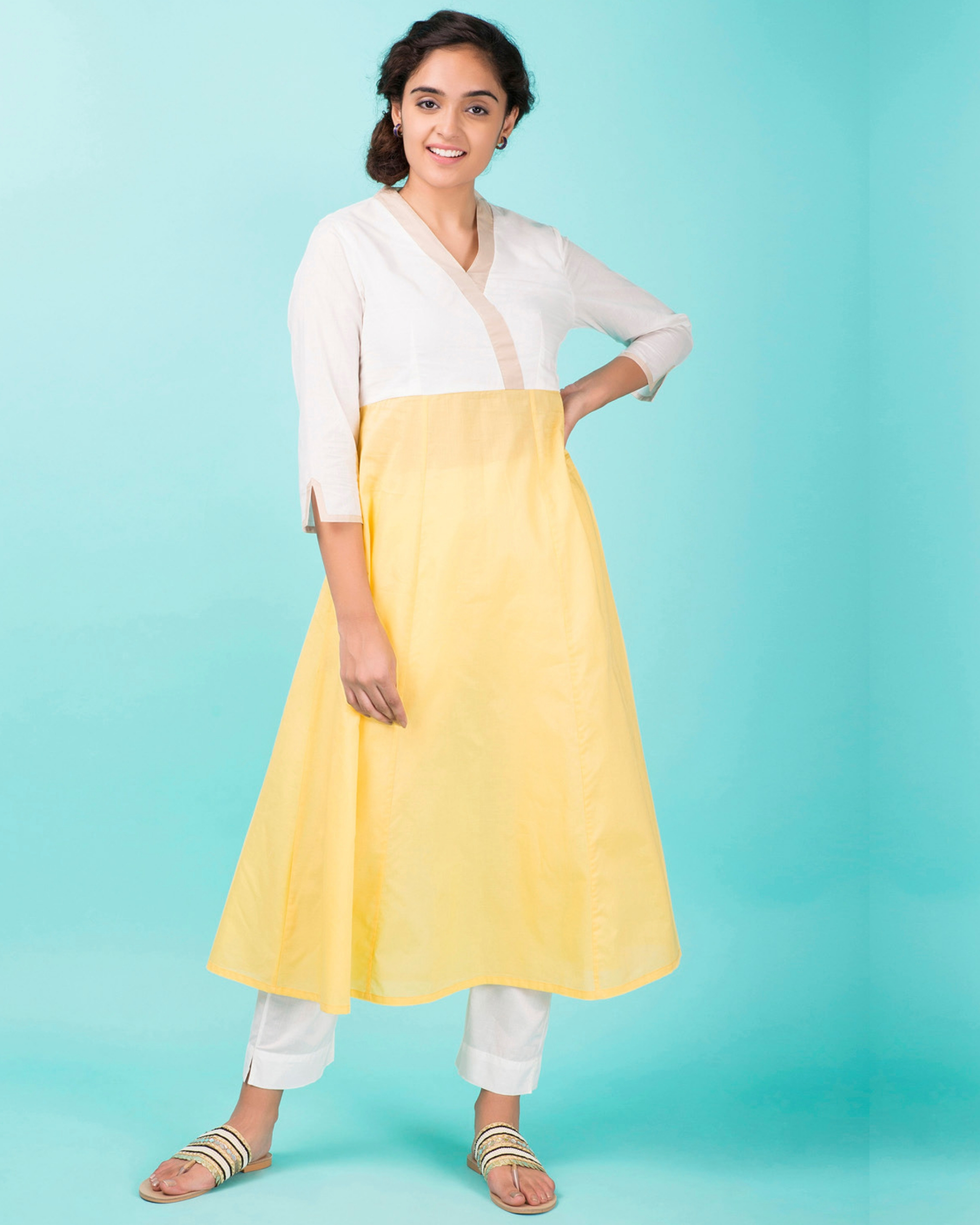 Yellow wrap cotton kurta by Twirl Studio The Secret Label