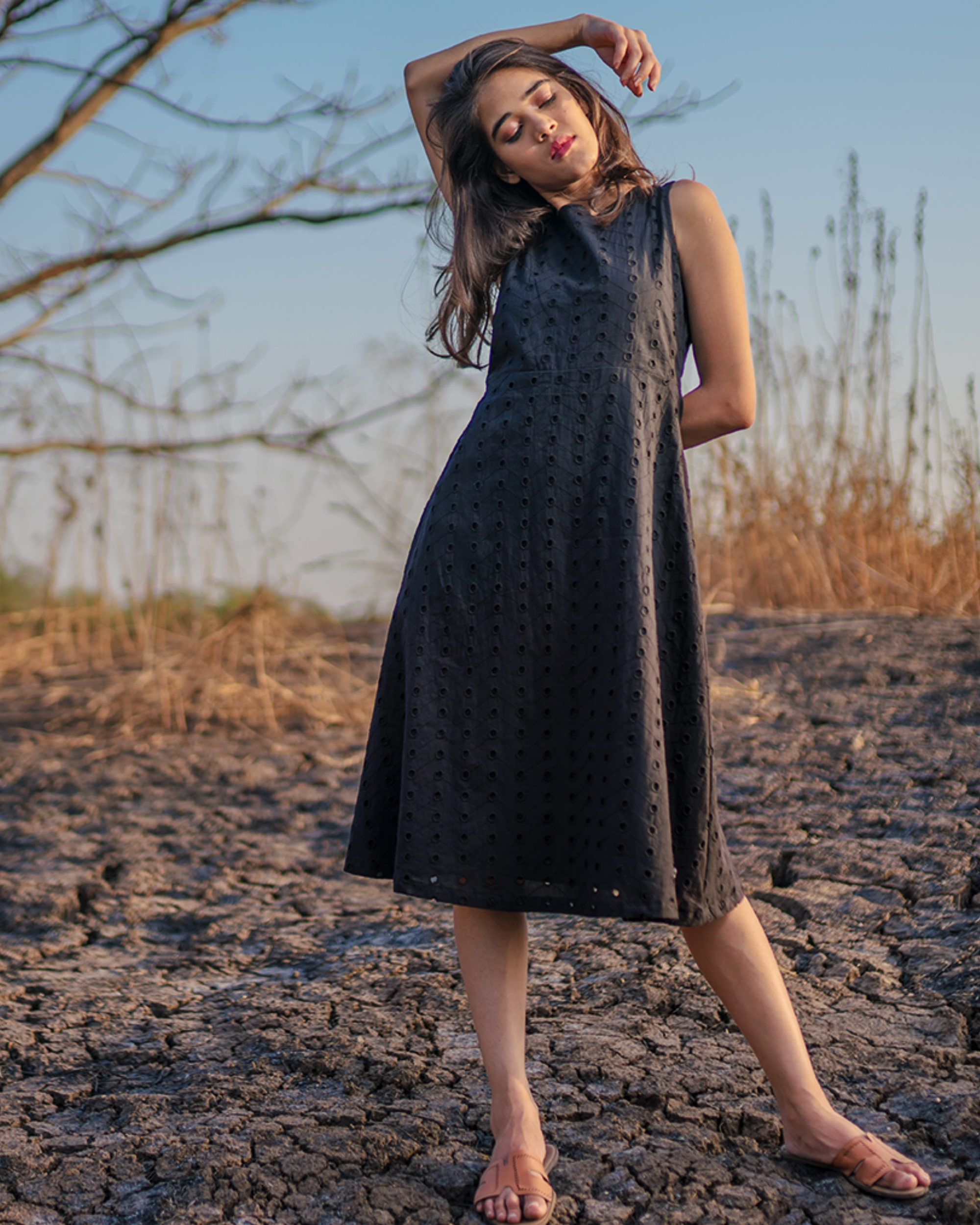 black cotton work dress