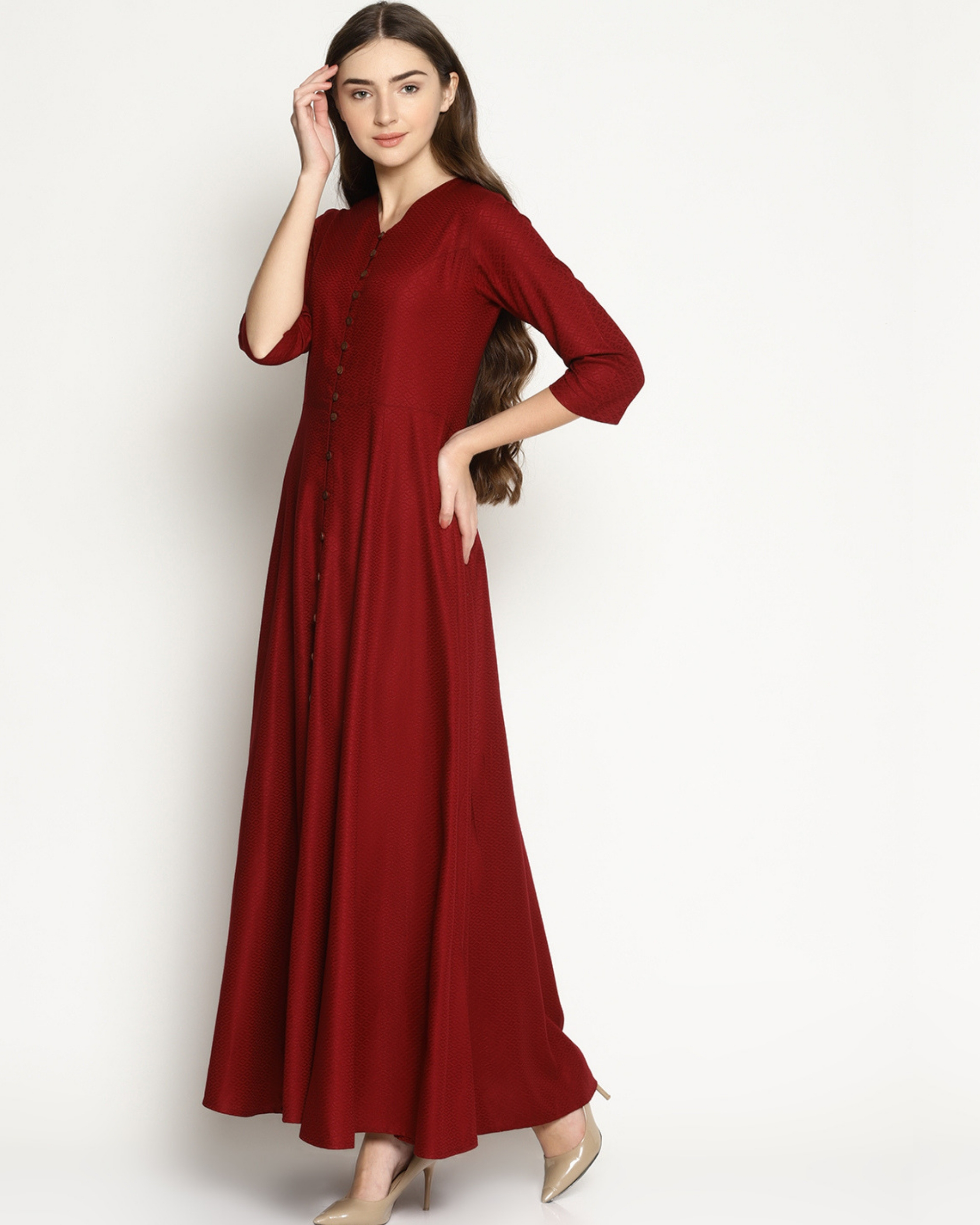 Red flared maxi dress by Label Y | The Secret Label