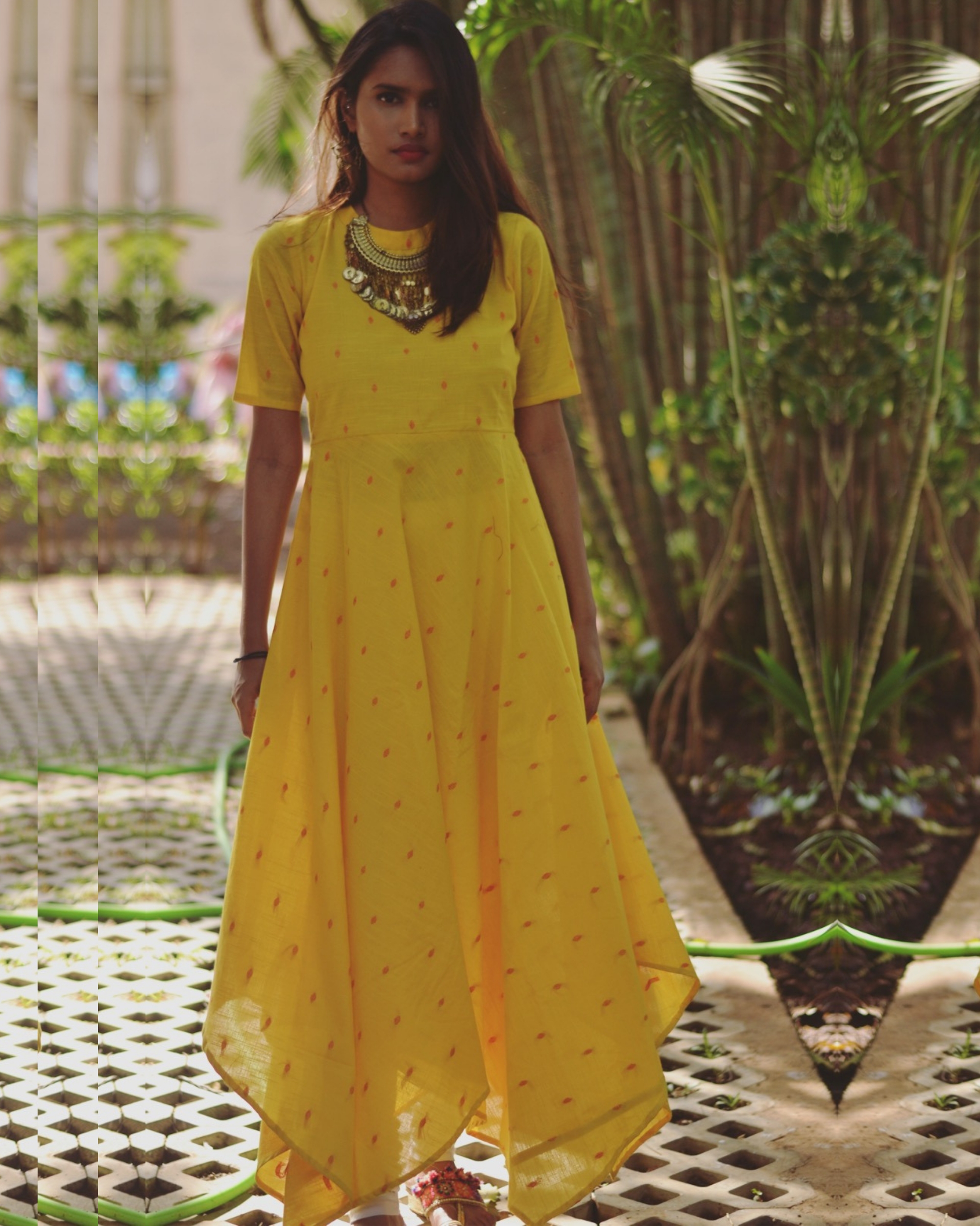 Yellow asymmetric dress by Tie & Dye Tale | The Secret Label