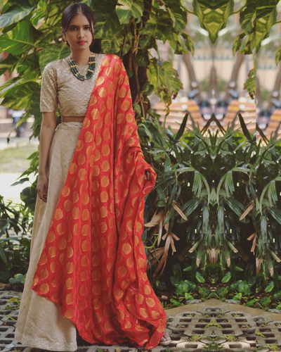 Buy Beige Red Art silk sequence Embroidery work Indian Wedding Wear Lehenga  choli