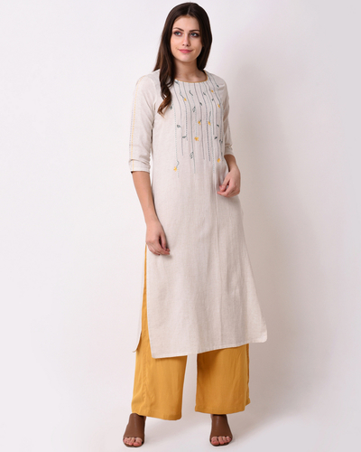 Rayon flex floral embroidered kurta set - Set of Two by Vritta | The ...