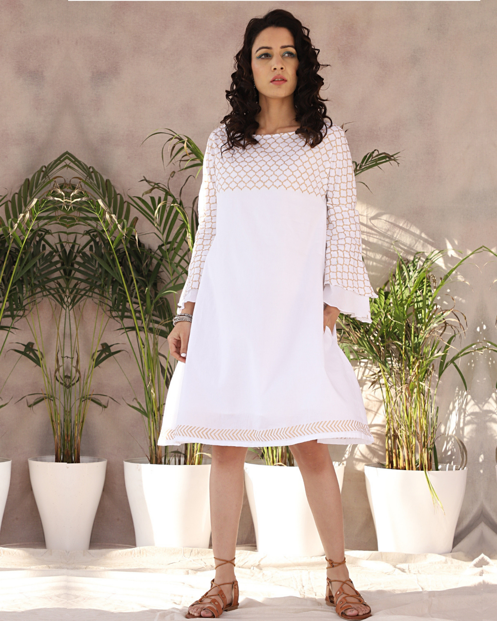 white frill gown