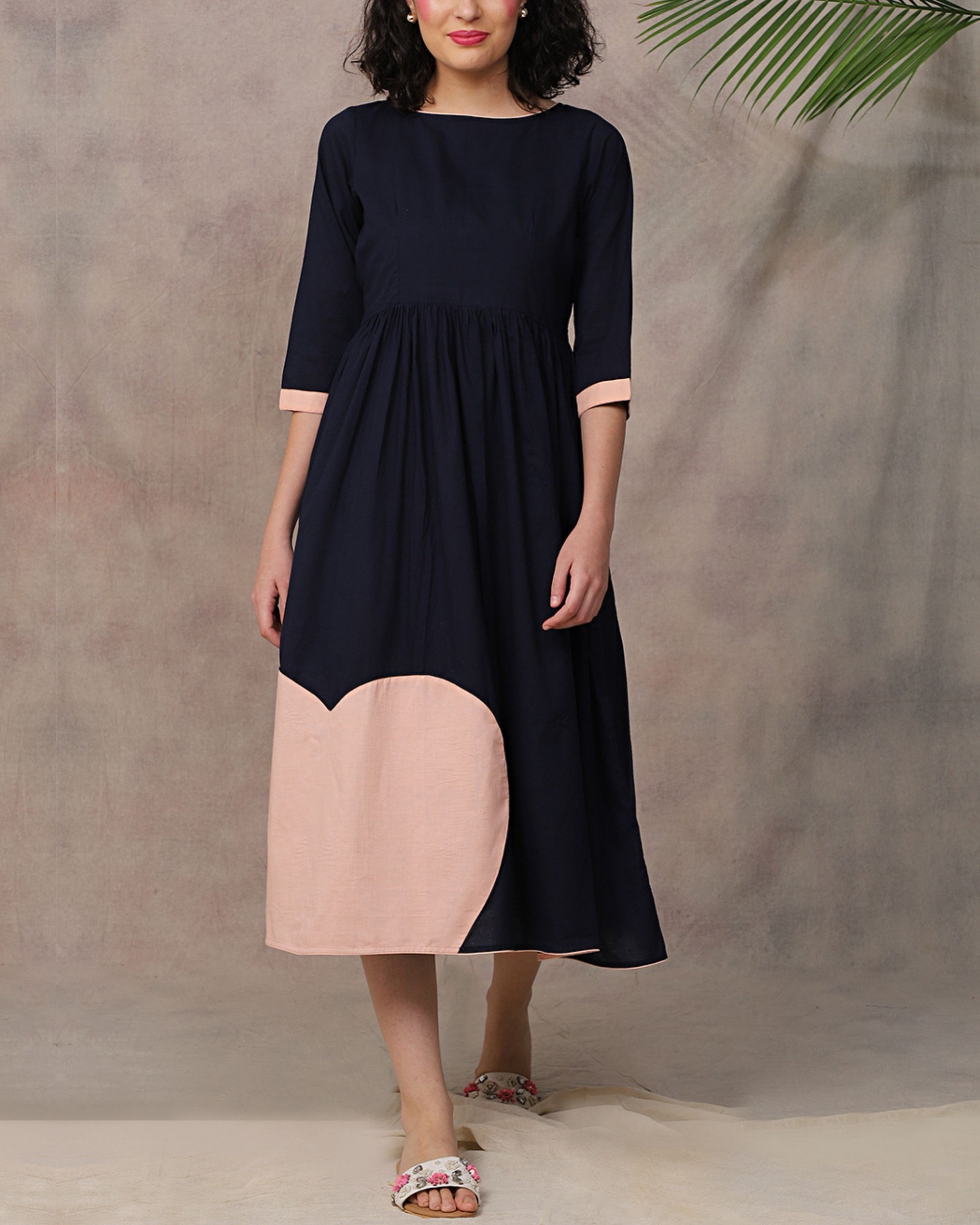 navy and blush dress