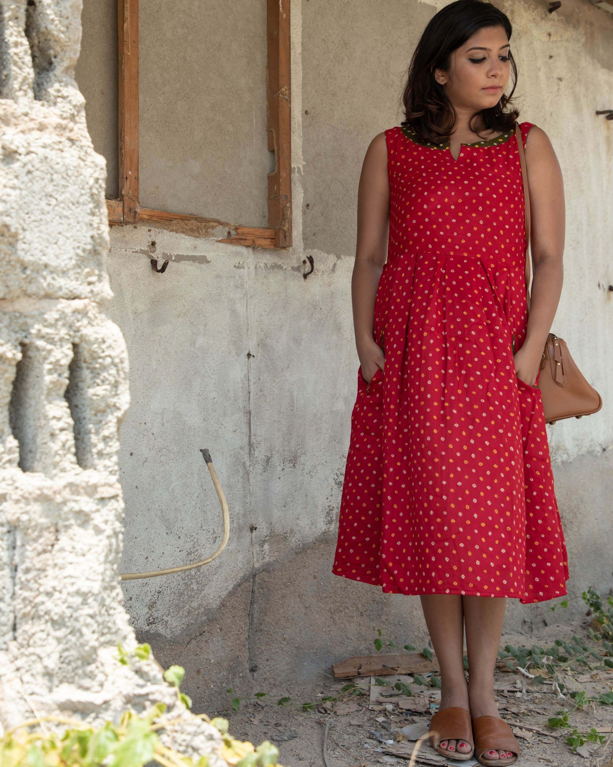 Red bandini short dress by Ekanta | The Secret Label