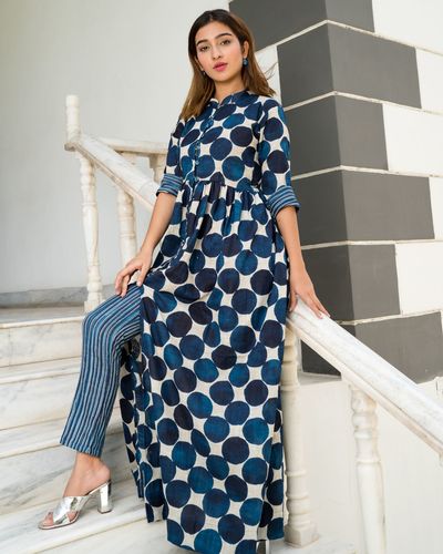 Blue polka dot cape with striped pants- set of two by Desi Doree | The ...