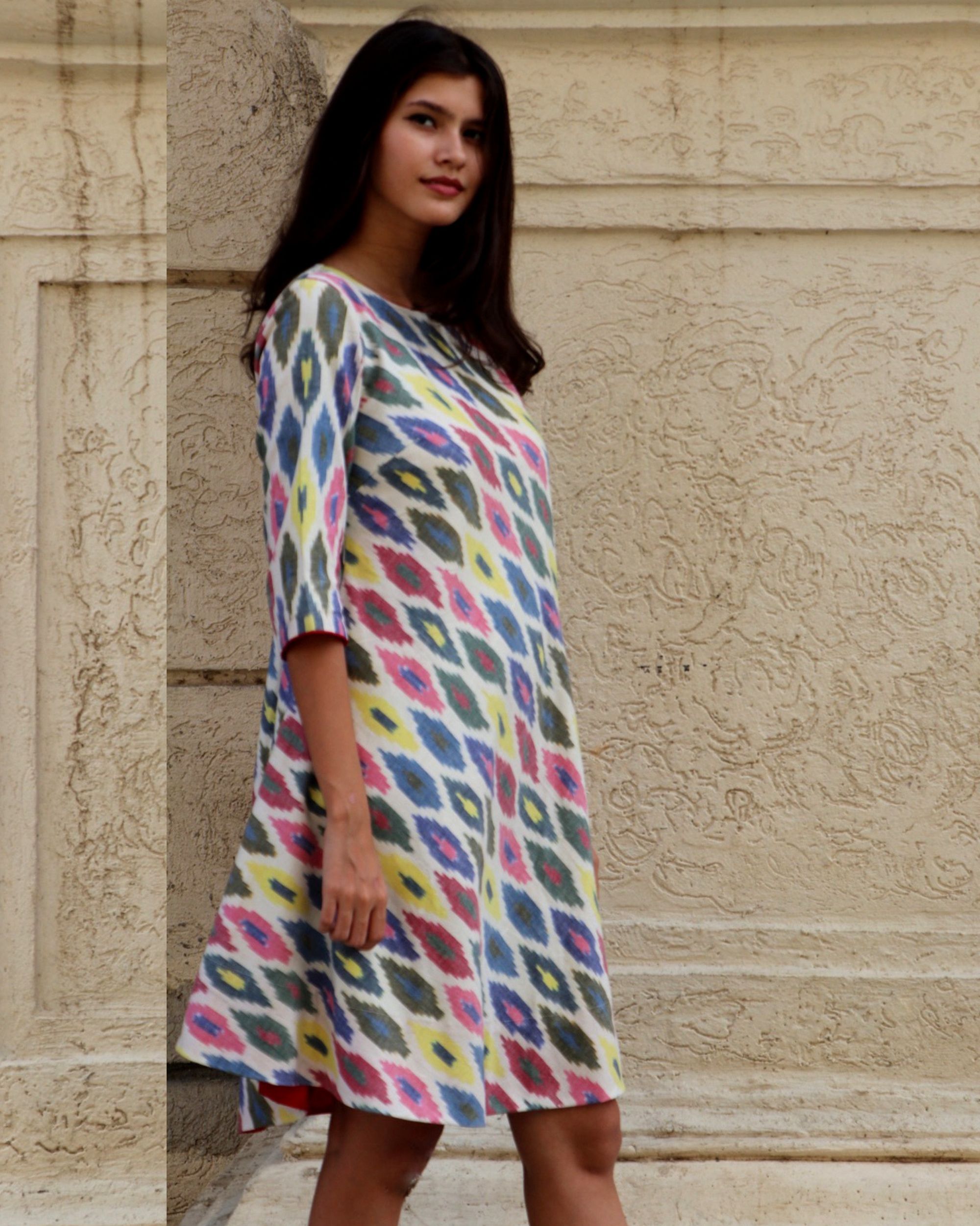 multi coloured skater dress