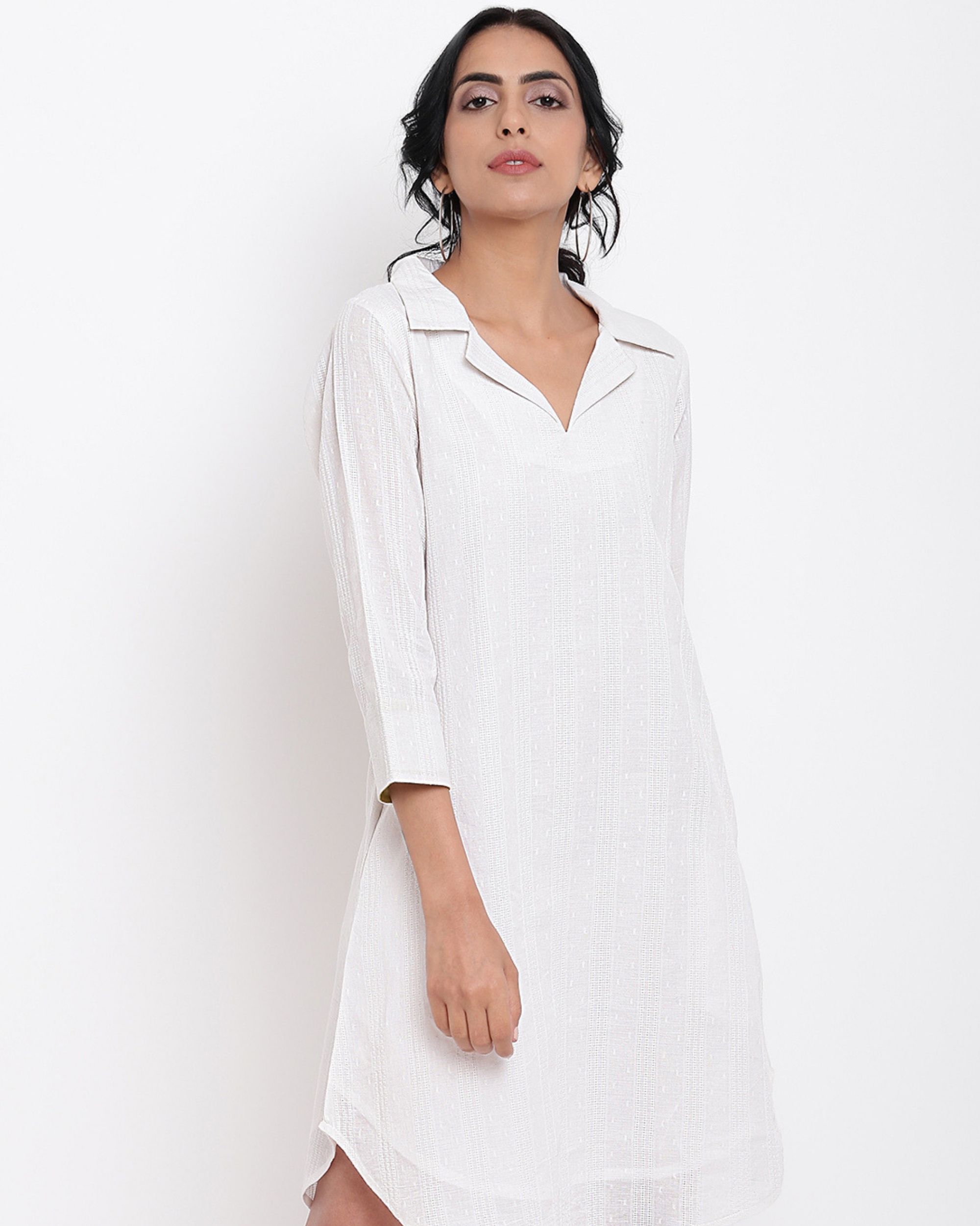 White cotton collared dress by trueBrowns | The Secret Label