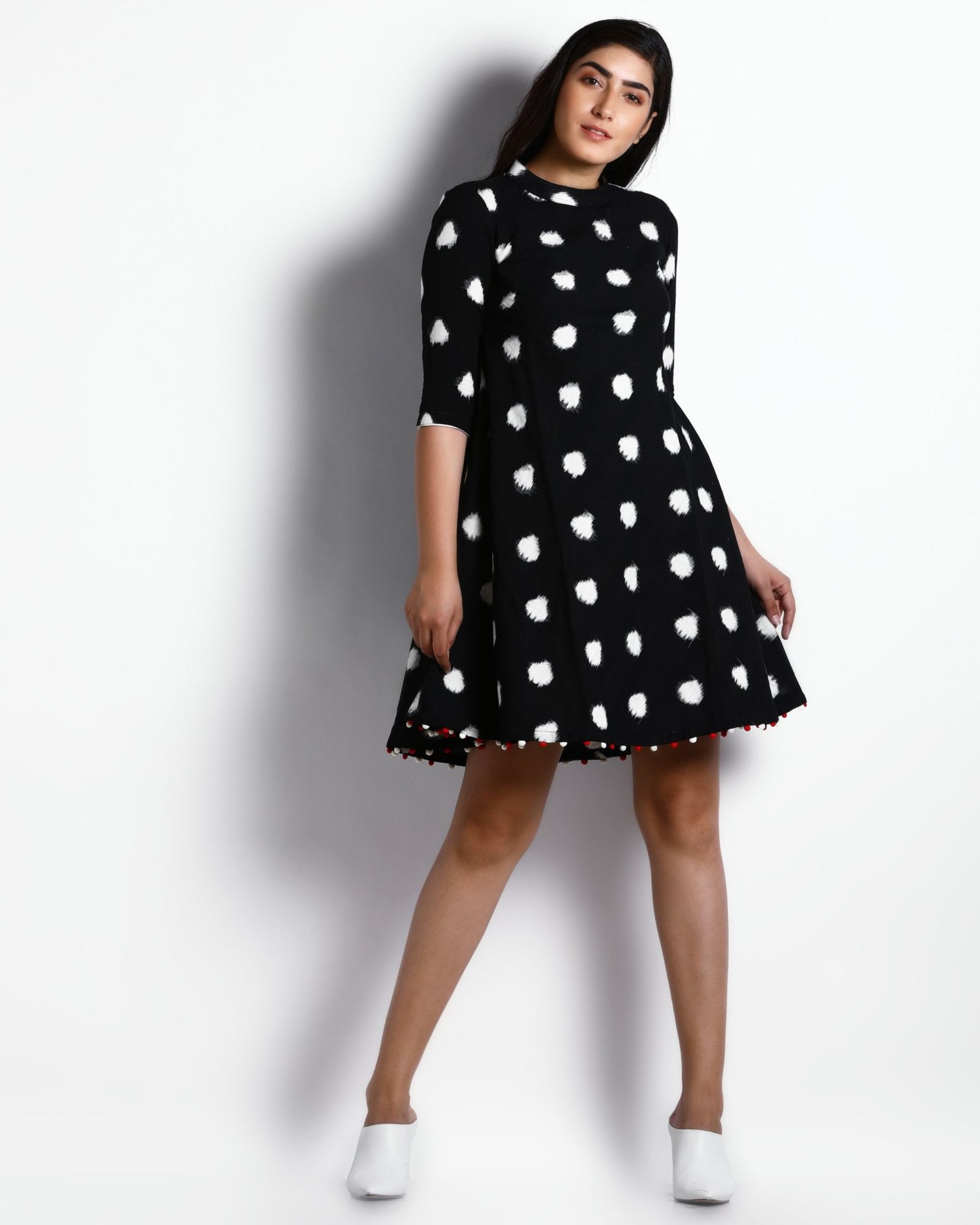 black poke a dot dress