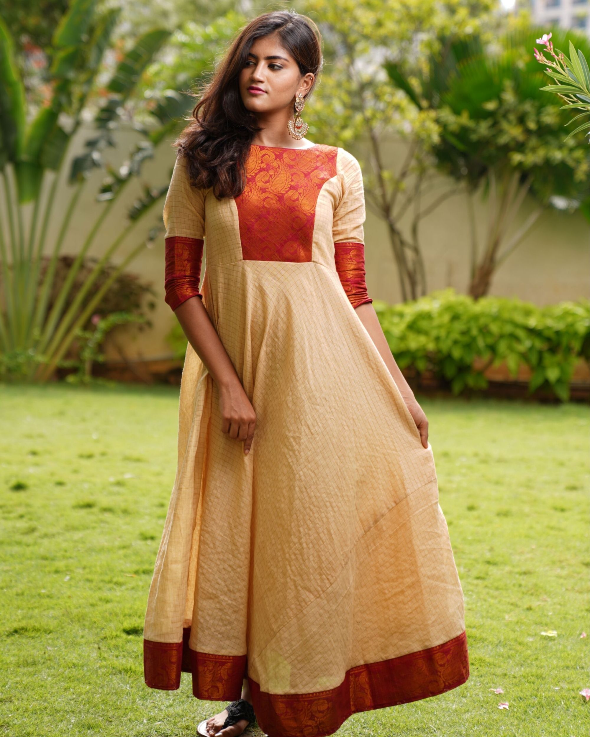 Beige and red colored dress by Ekanta The Secret Label