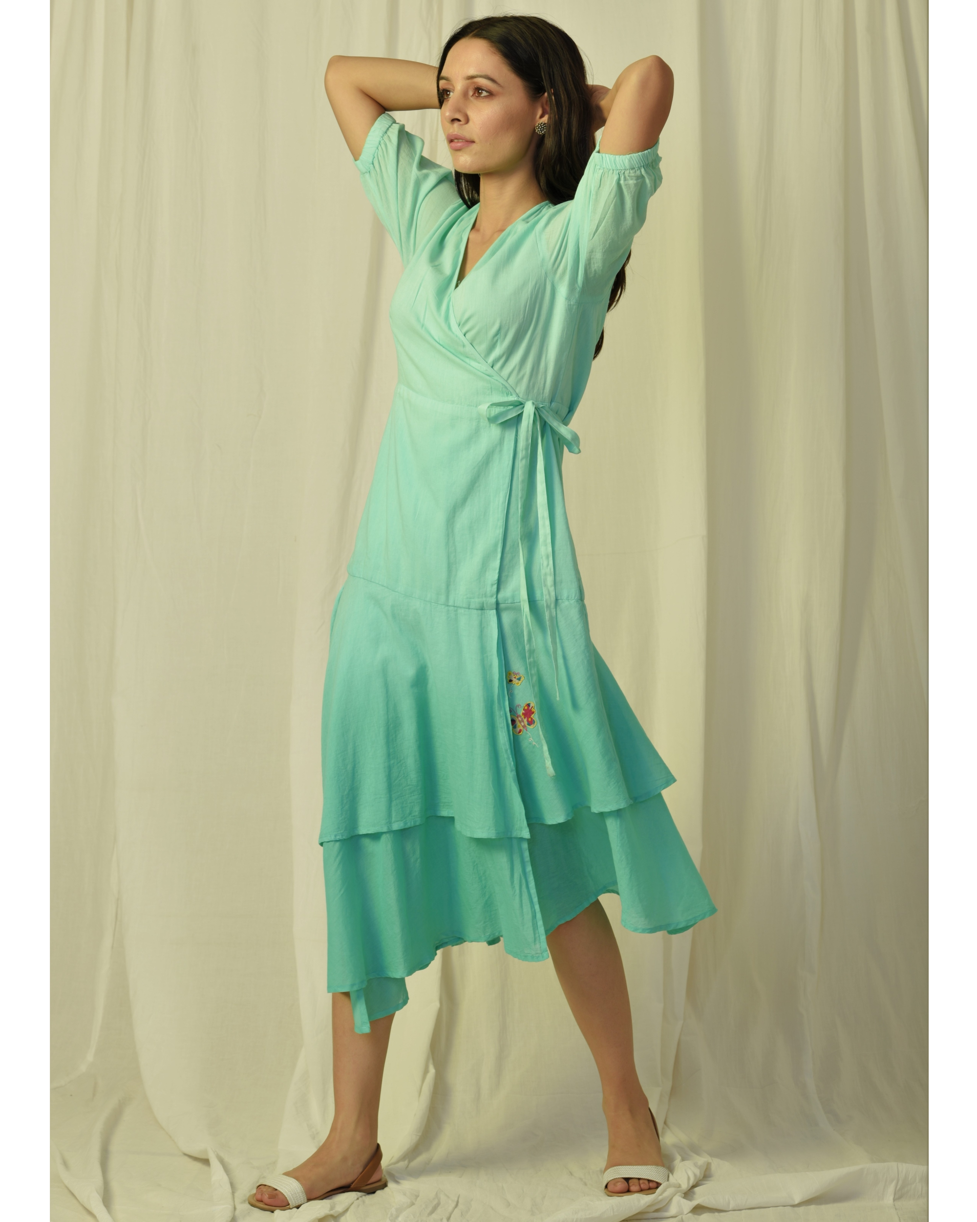 Turquoise wrap dress by Charkhee Women | The Secret Label