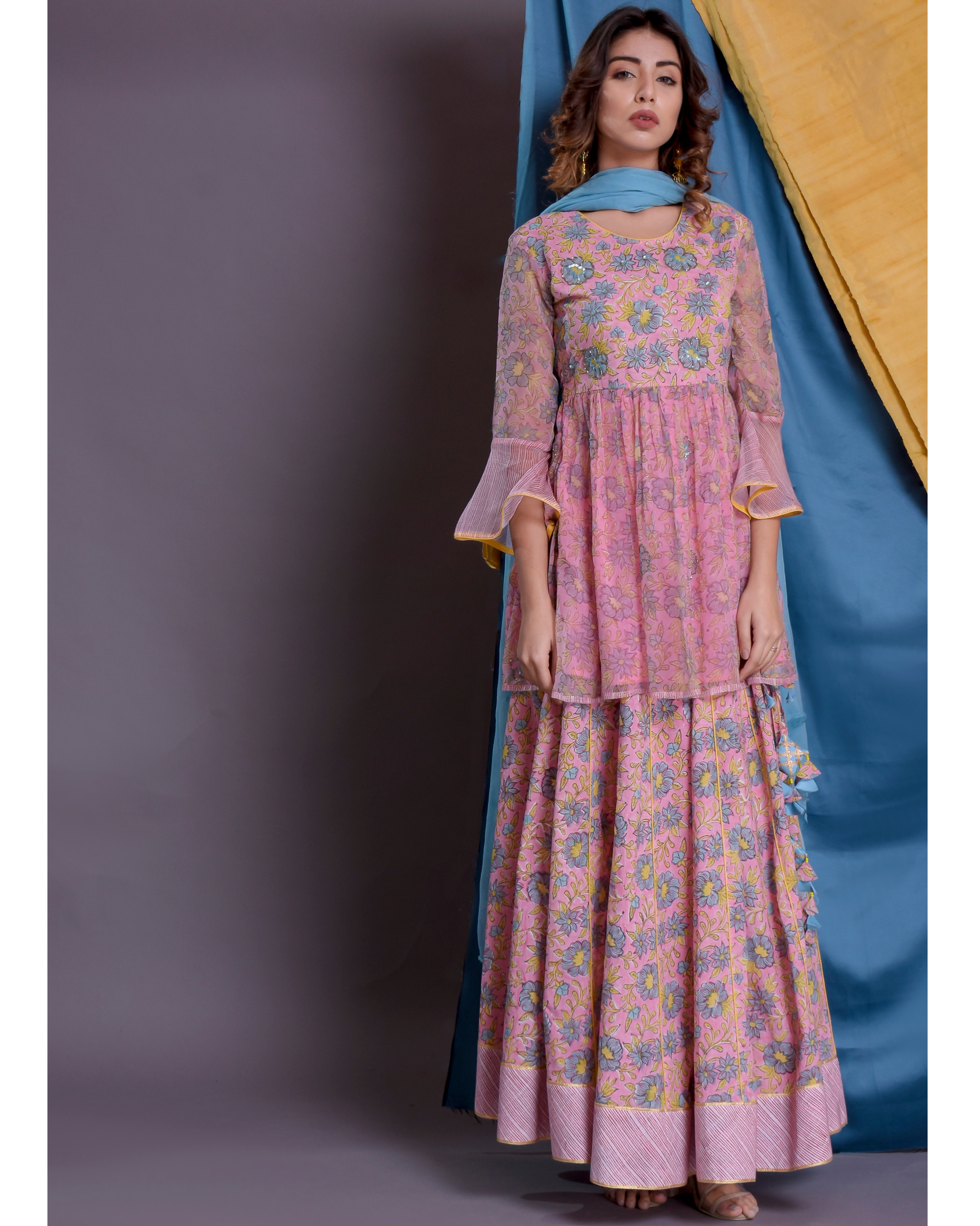 chiffon bell sleeve top