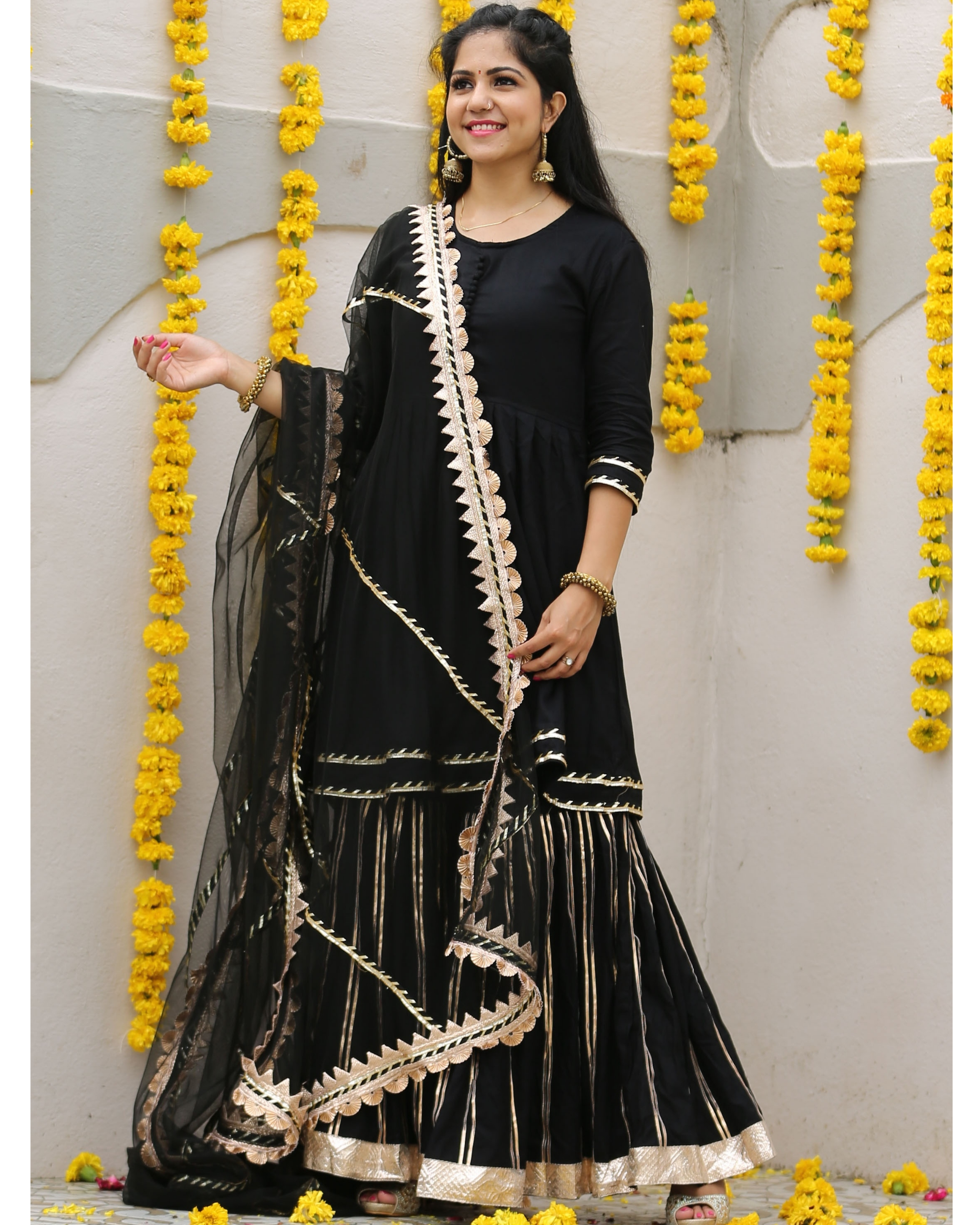 Black sharara clearance design