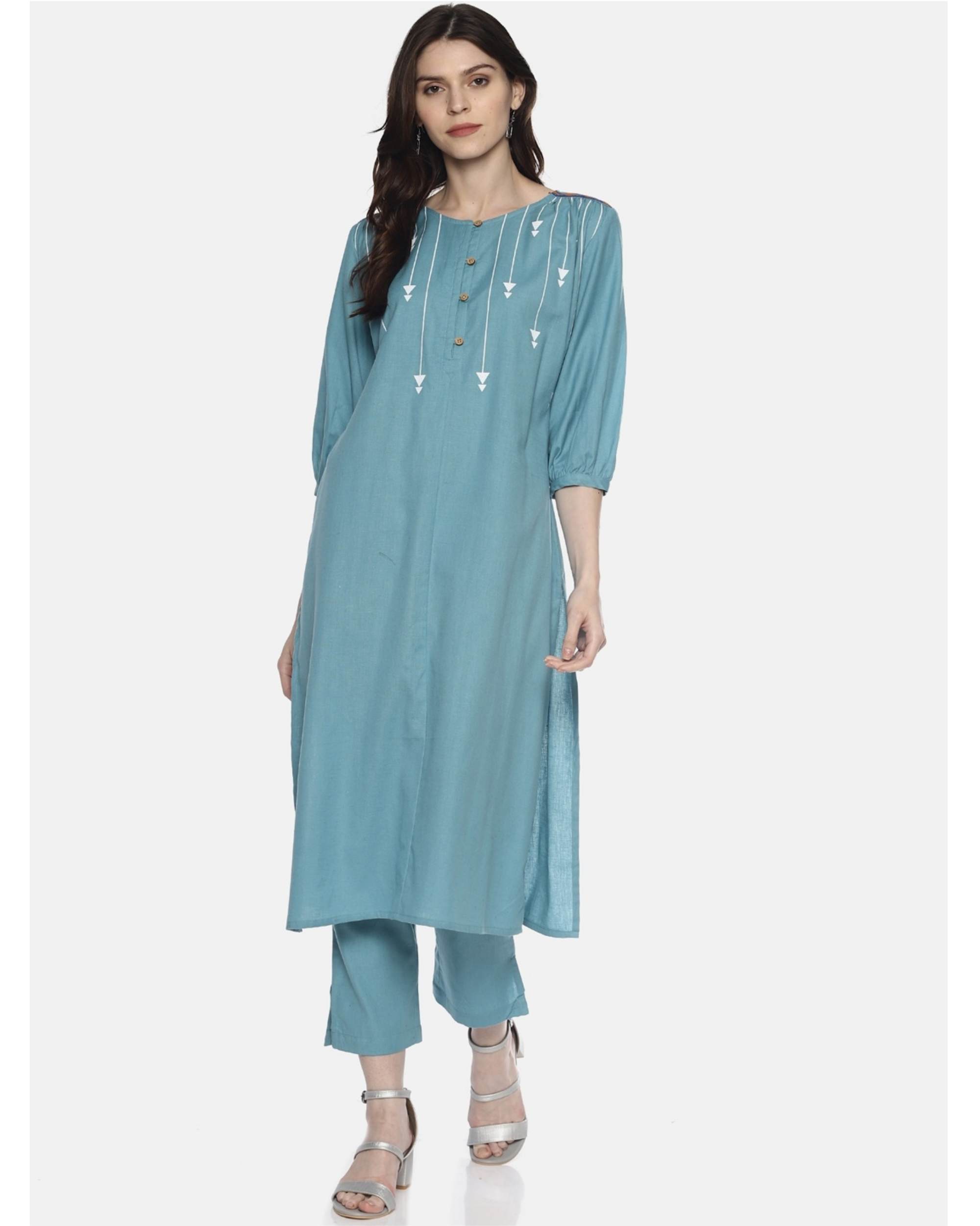 Light blue arrow printed kurta by UNTUNG | The Secret Label