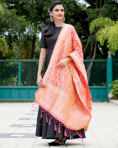 One piece dress sale with banarasi dupatta