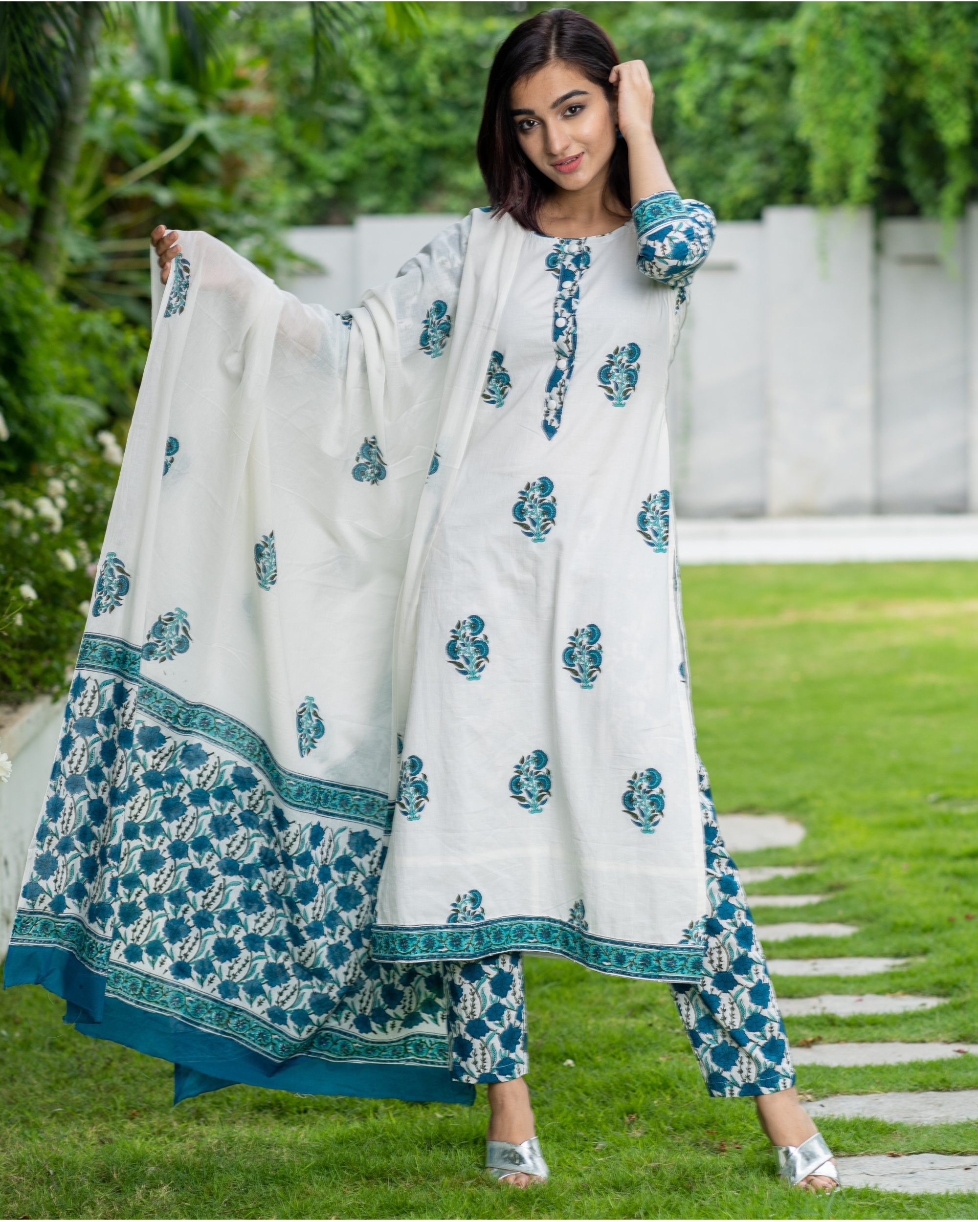 Beige Cotton Stitched Printed Suit with Dupatta | RADHIKA-2004 | Cilory.com