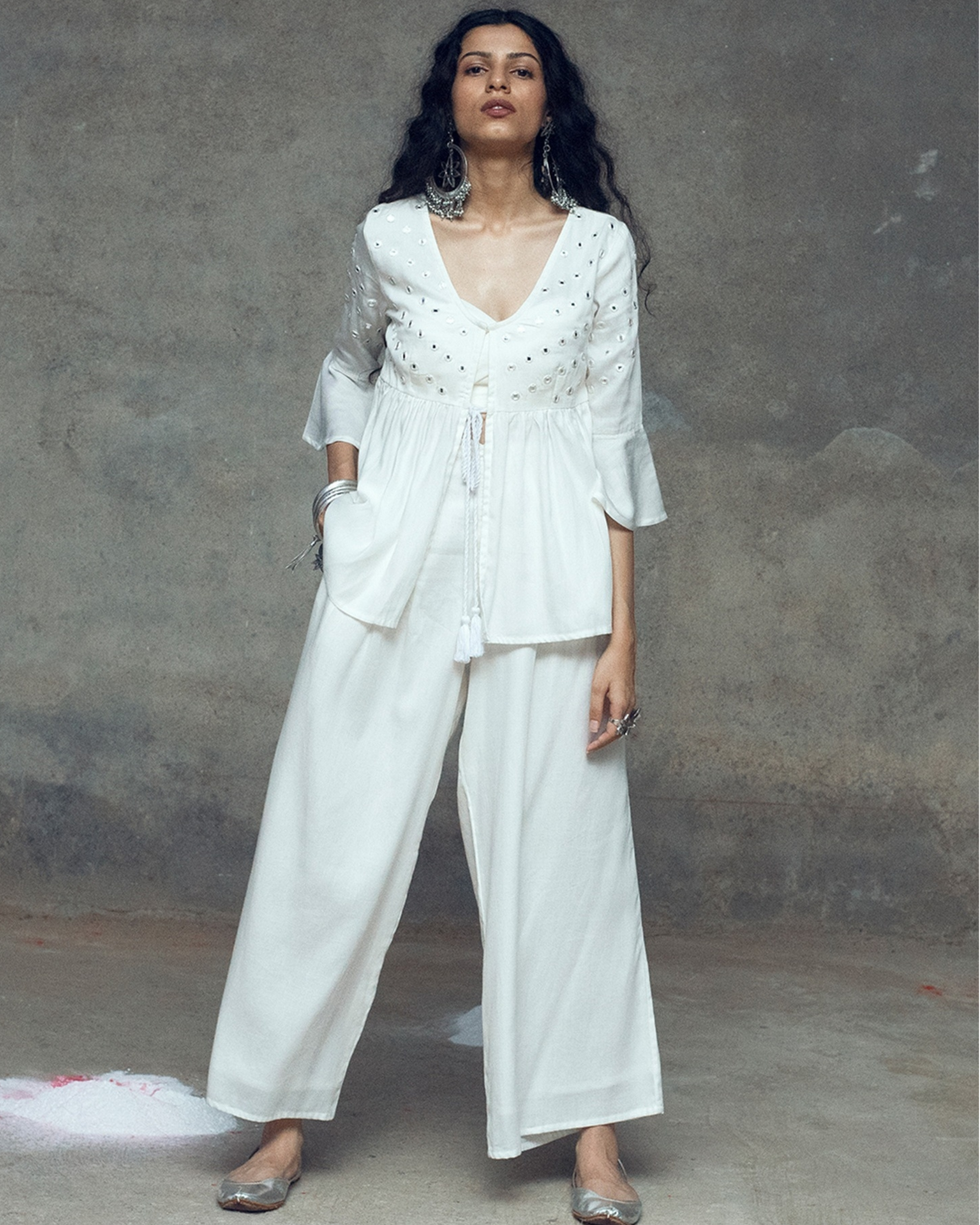 White top & pant set - set of two by Gulaal | The Secret Label