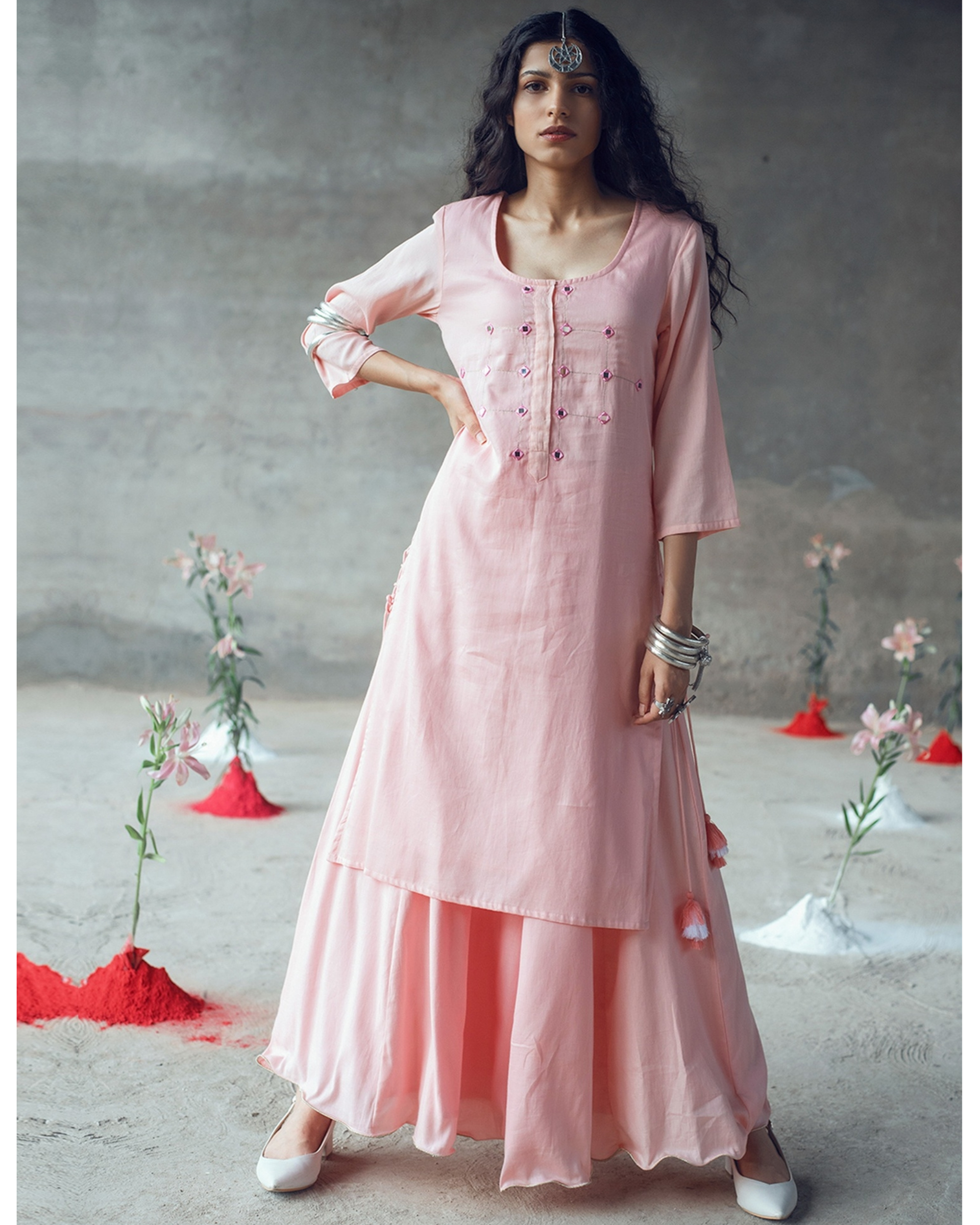 Share 90+ pink kurti with skirt latest - thtantai2