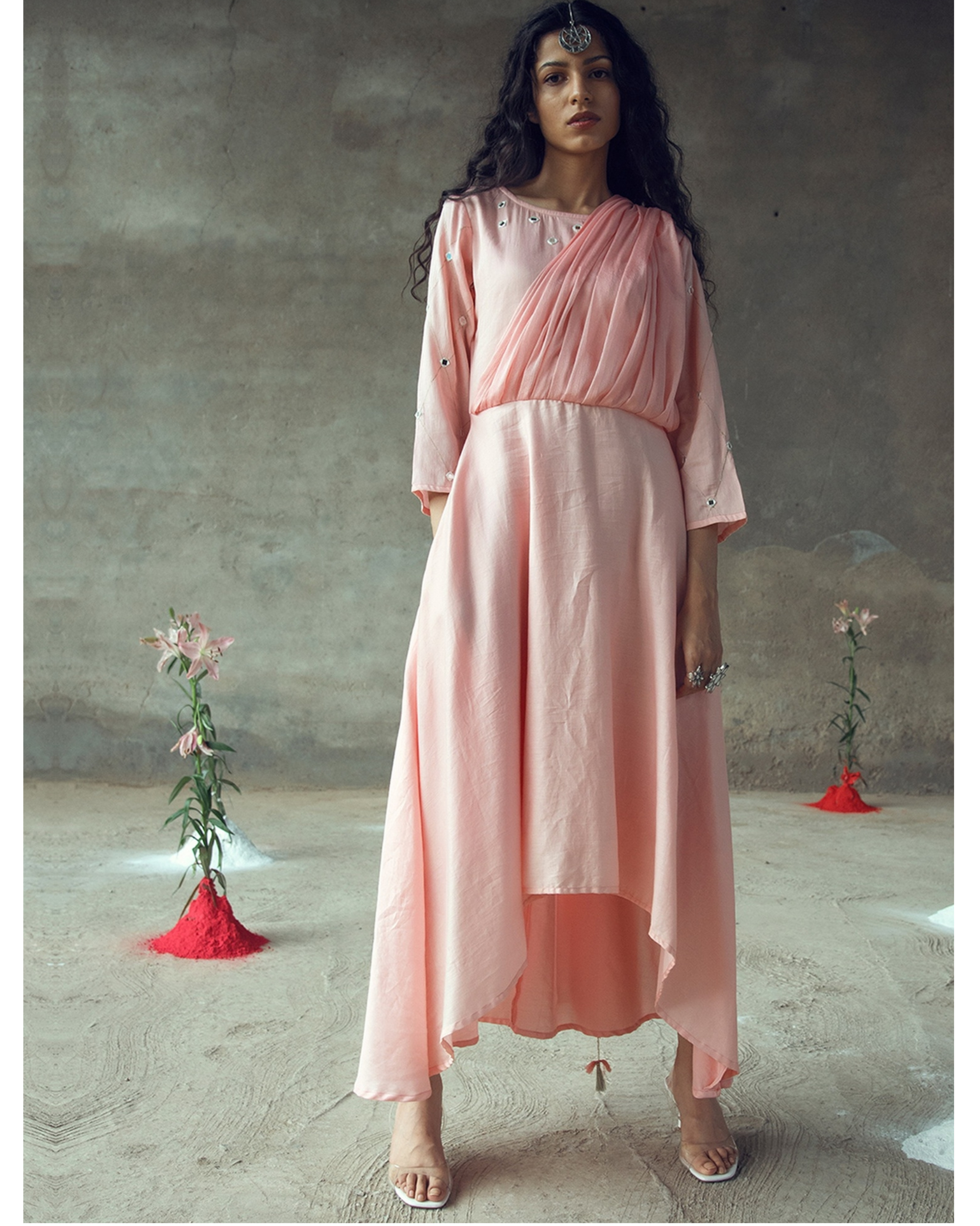 Pink drape dress by Gulaal | The Secret Label