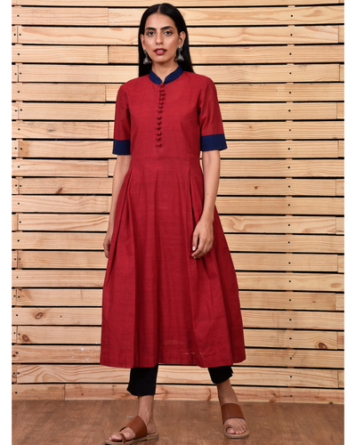 Maroon tunic with pleats by Raasleela | The Secret Label