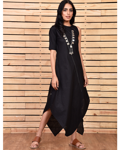 Black asymmetric dress by Raasleela | The Secret Label