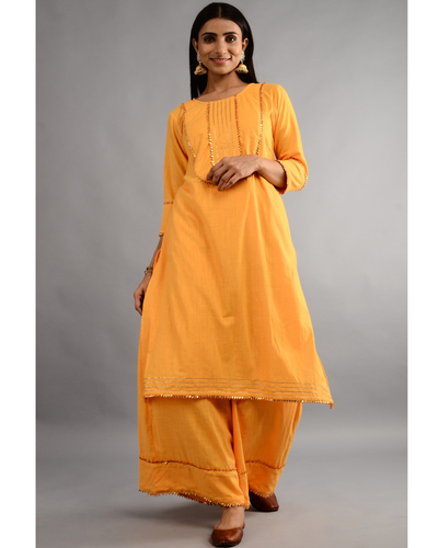 Mustard gota work suit set - set of two by Free Living | The Secret Label