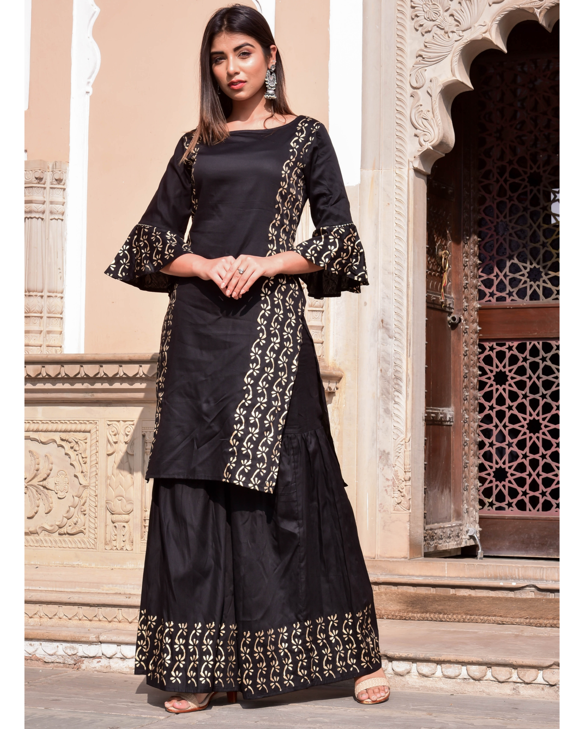 Shop Black Sharara Pants for Women Online from India's Luxury Designers 2023