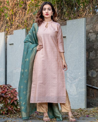 VredeVogel Cotton Silk Jacquard Kurta Pant With Banarasi Silk dupatta at Rs  700/piece | Women Kurtis in Surat | ID: 2853051955355